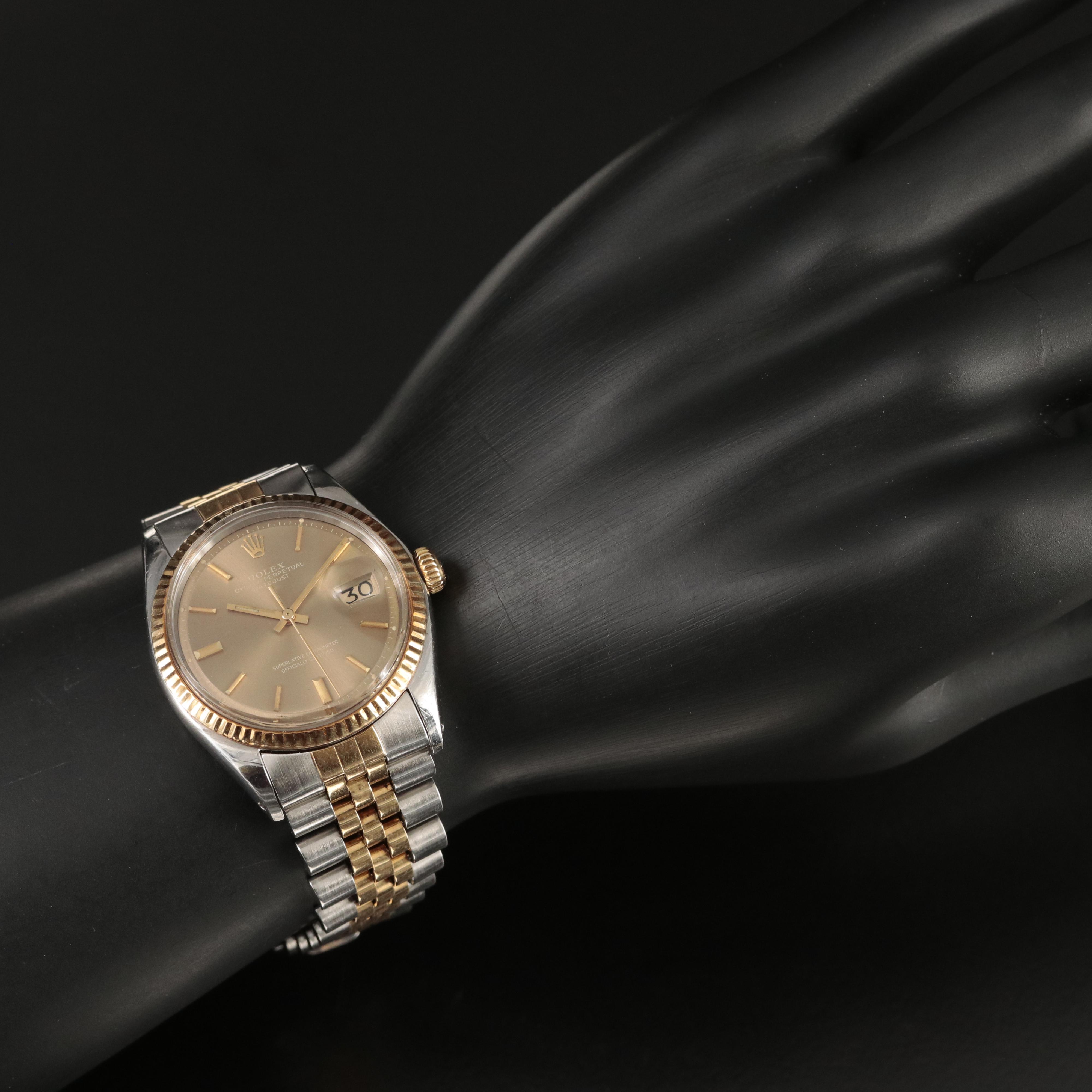 1971 Rolex Datejust Beige/Bronze Pie Pan Dial Watch