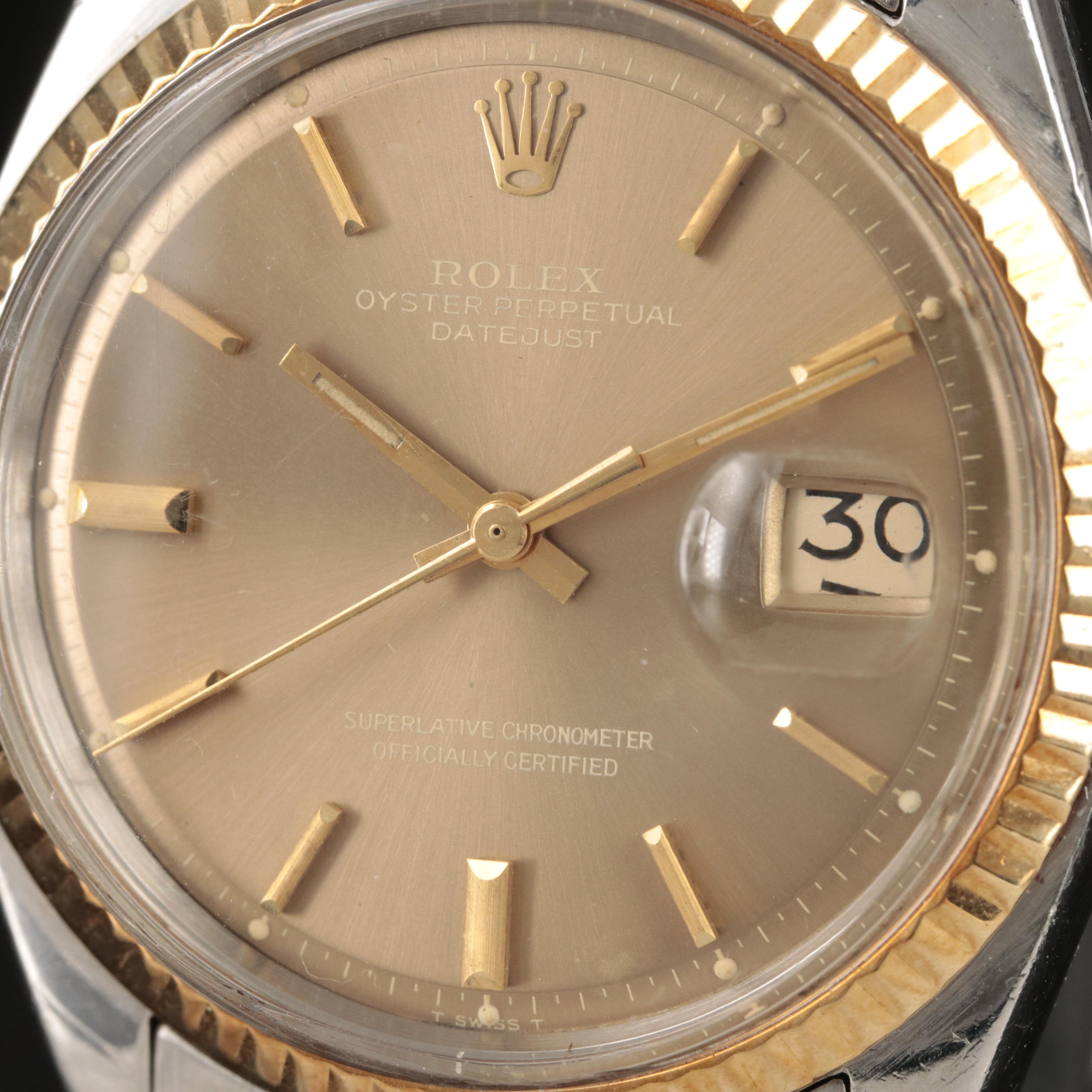 1971 Rolex Datejust Beige/Bronze Pie Pan Dial Watch