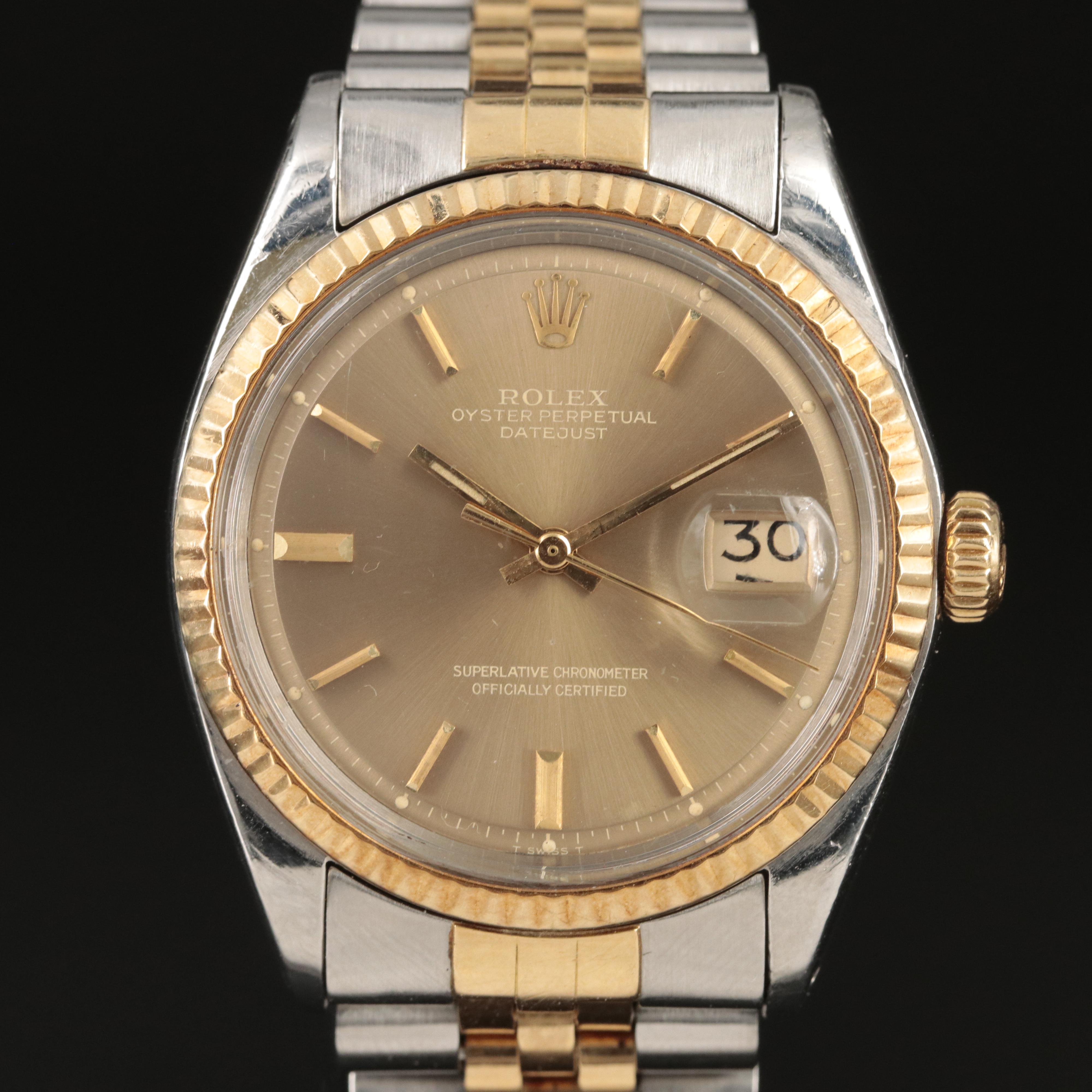 1971 Rolex Datejust Beige/Bronze Pie Pan Dial Watch