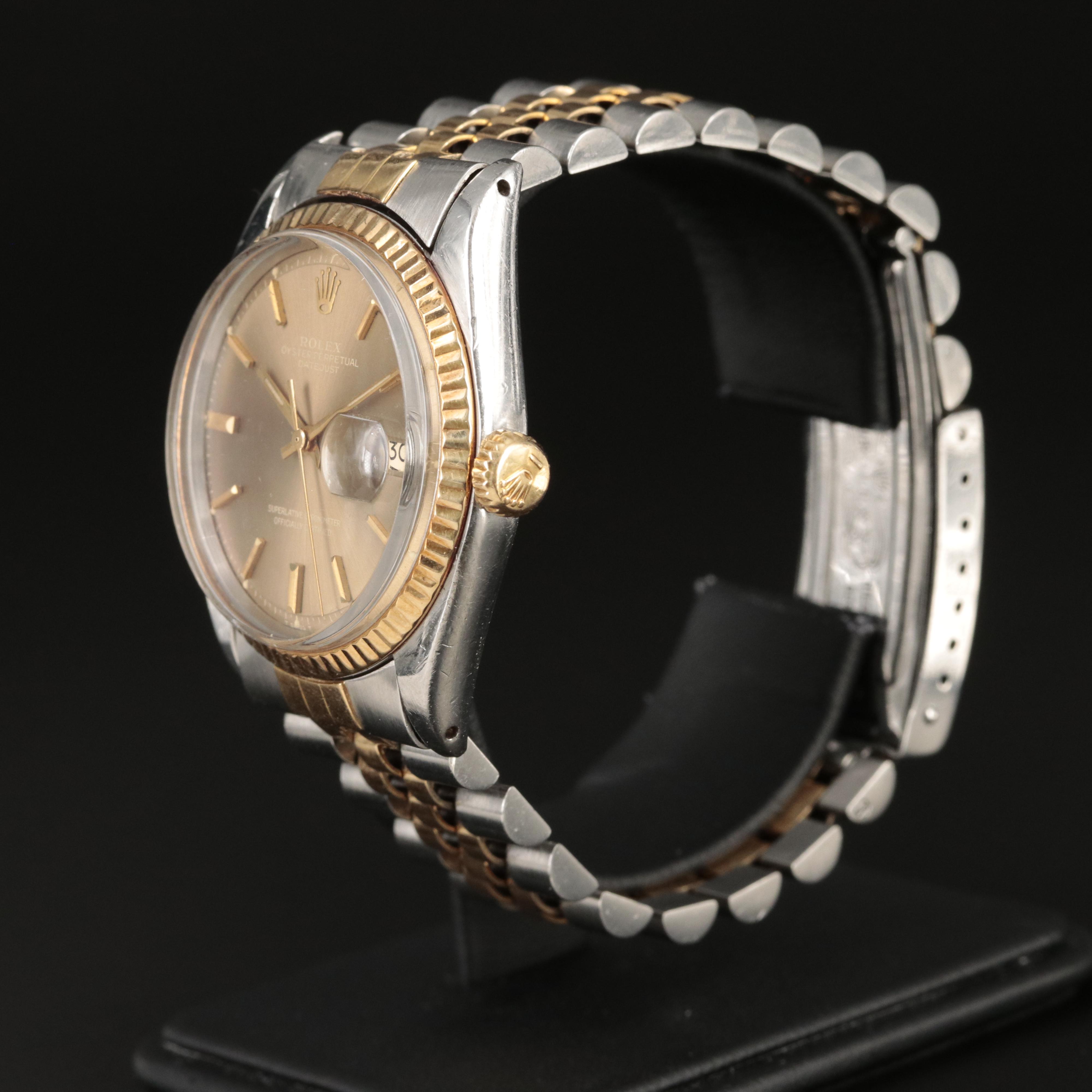 1971 Rolex Datejust Beige/Bronze Pie Pan Dial Watch