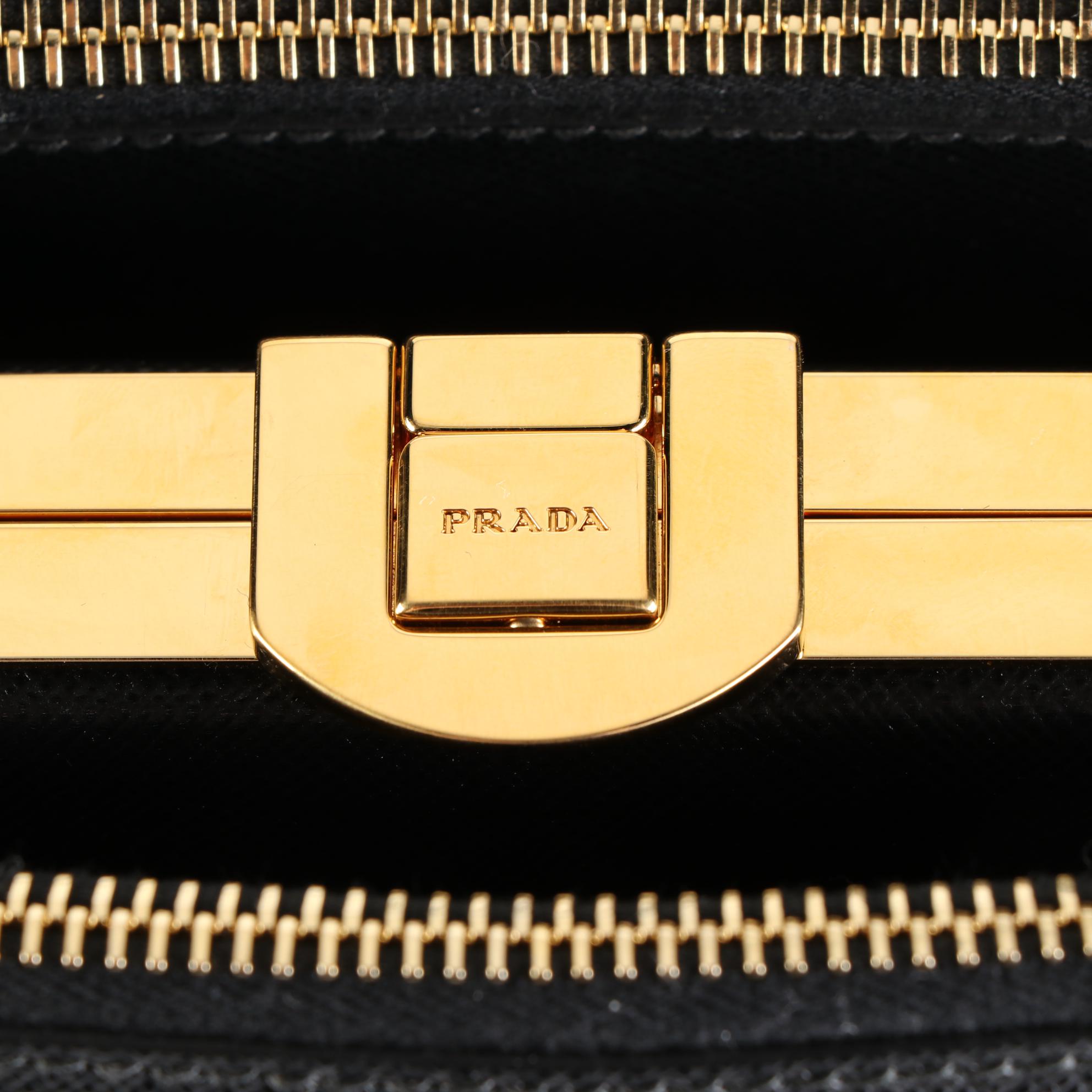 Prada Double Zip Frame Bag in Saffiano Leather