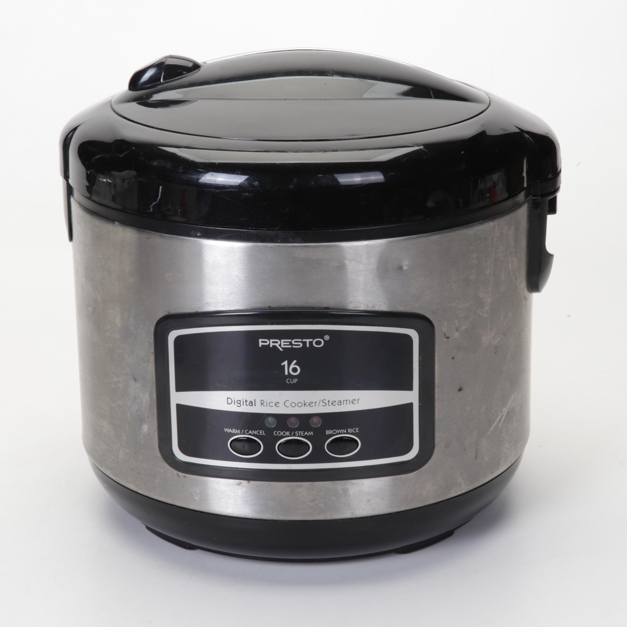 Big Boss Air Fryer, Presto Rice Cooker, and Rival Waffle Iron