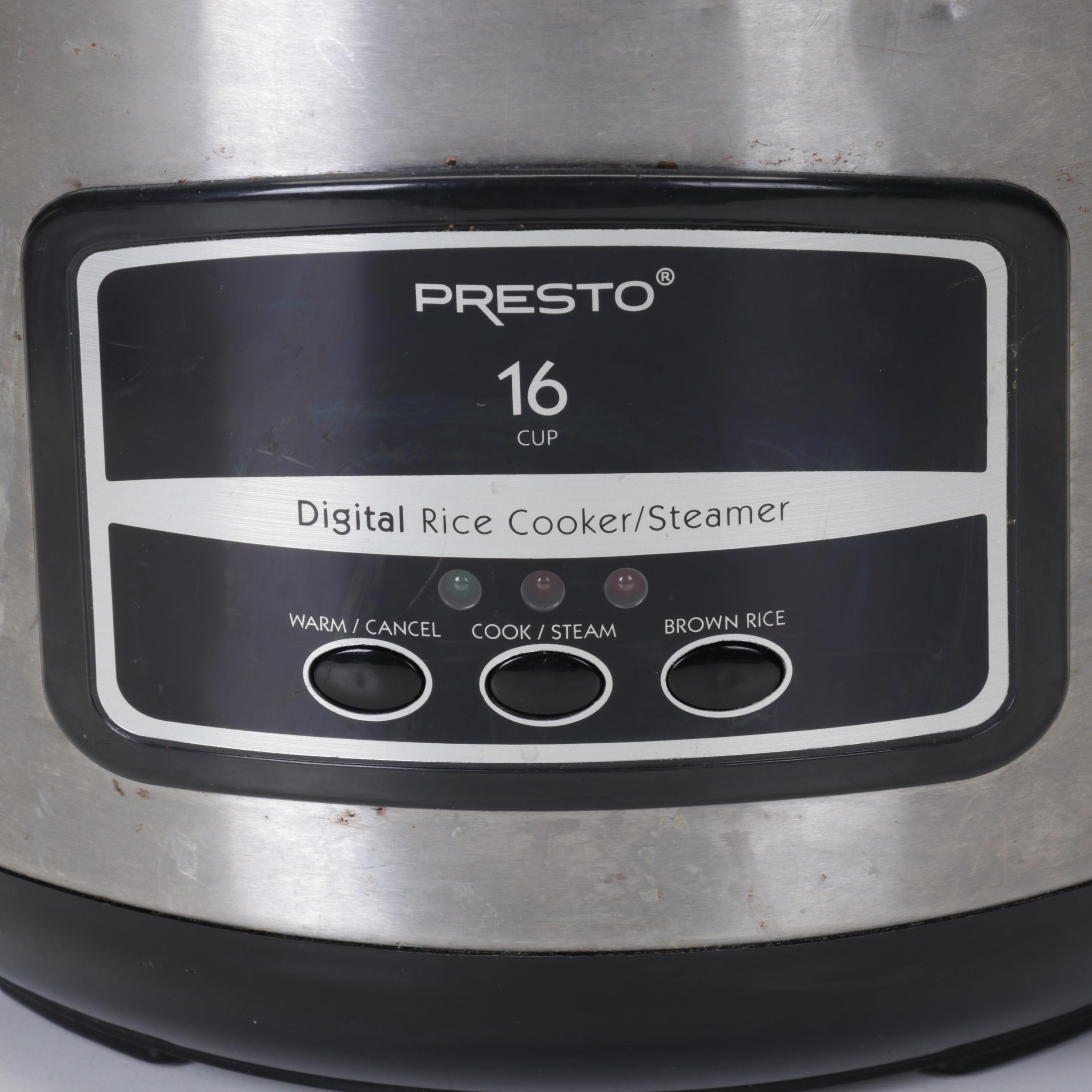 Big Boss Air Fryer, Presto Rice Cooker, and Rival Waffle Iron