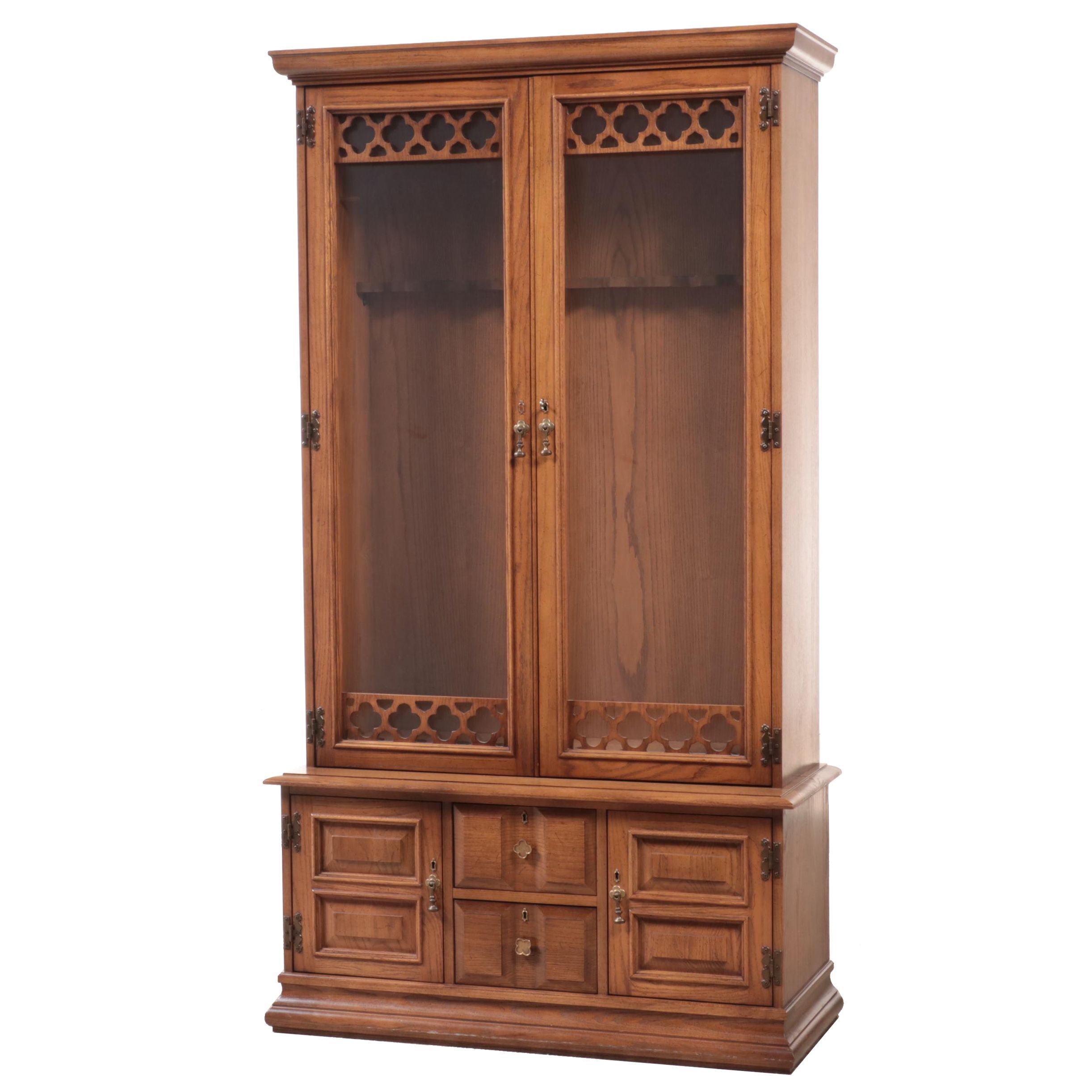 Jasper Cabinet Gothic Style Oak Gun Display Cabinet, Mid to Late 20th Century
