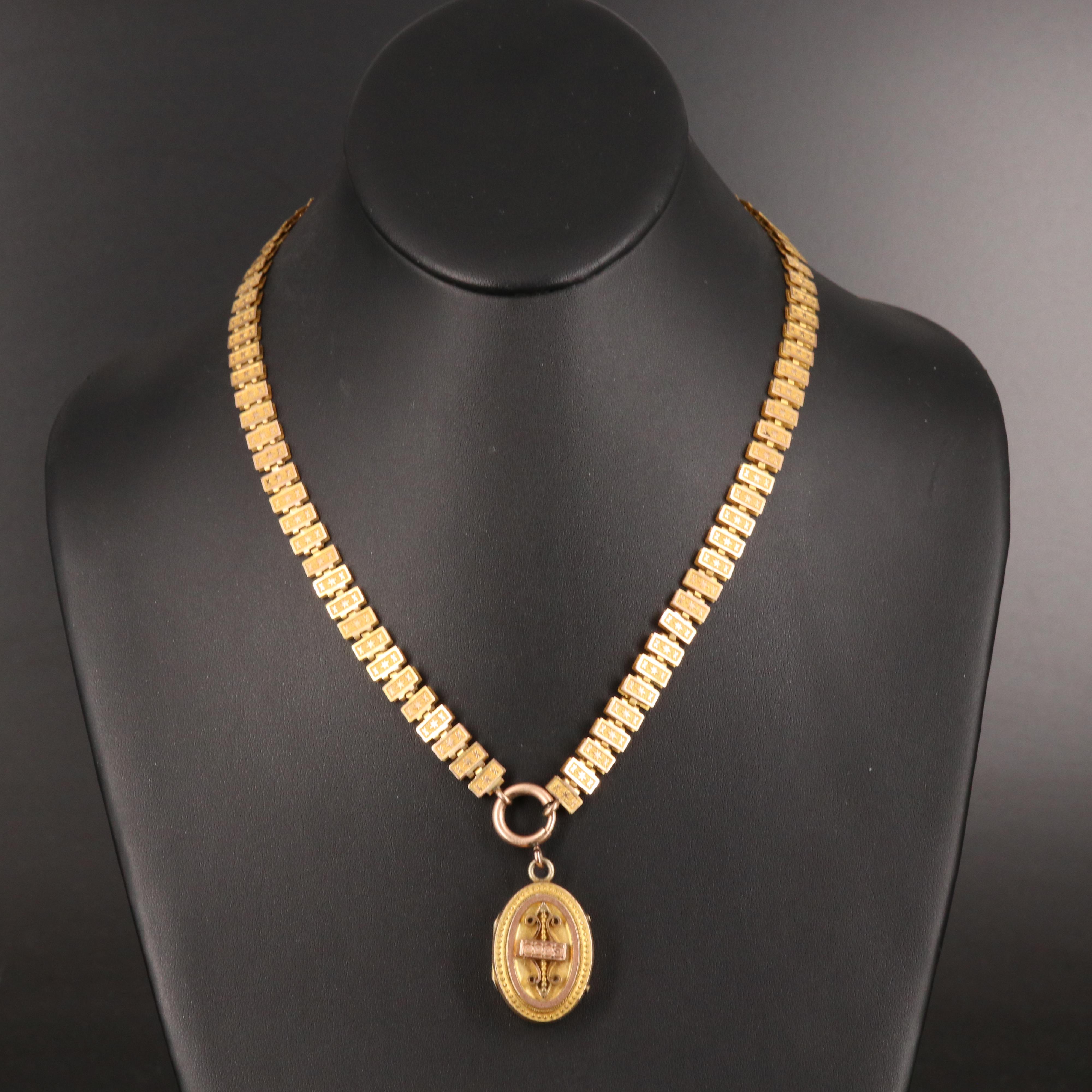 Victorian Book Chain Necklace with Locket