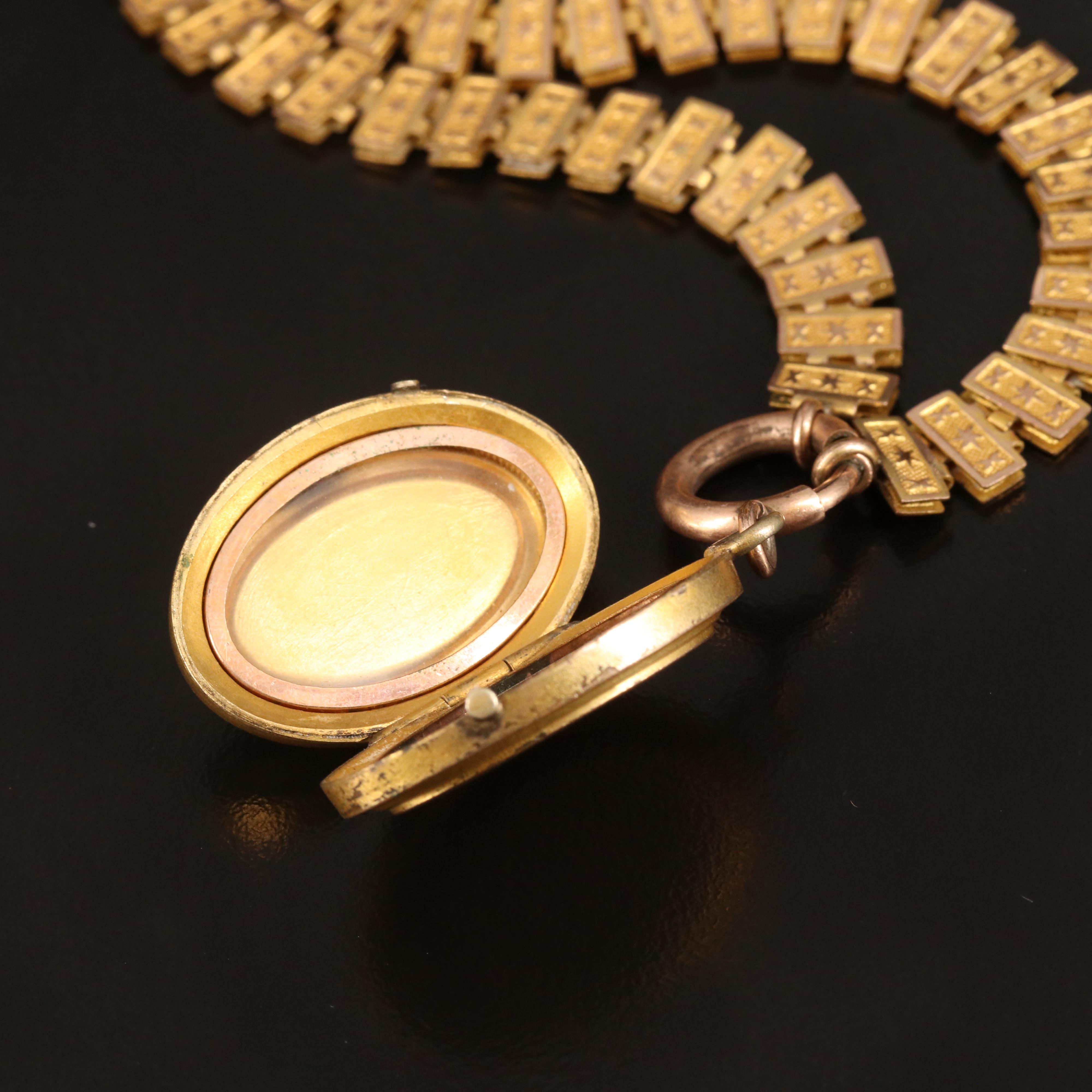 Victorian Book Chain Necklace with Locket