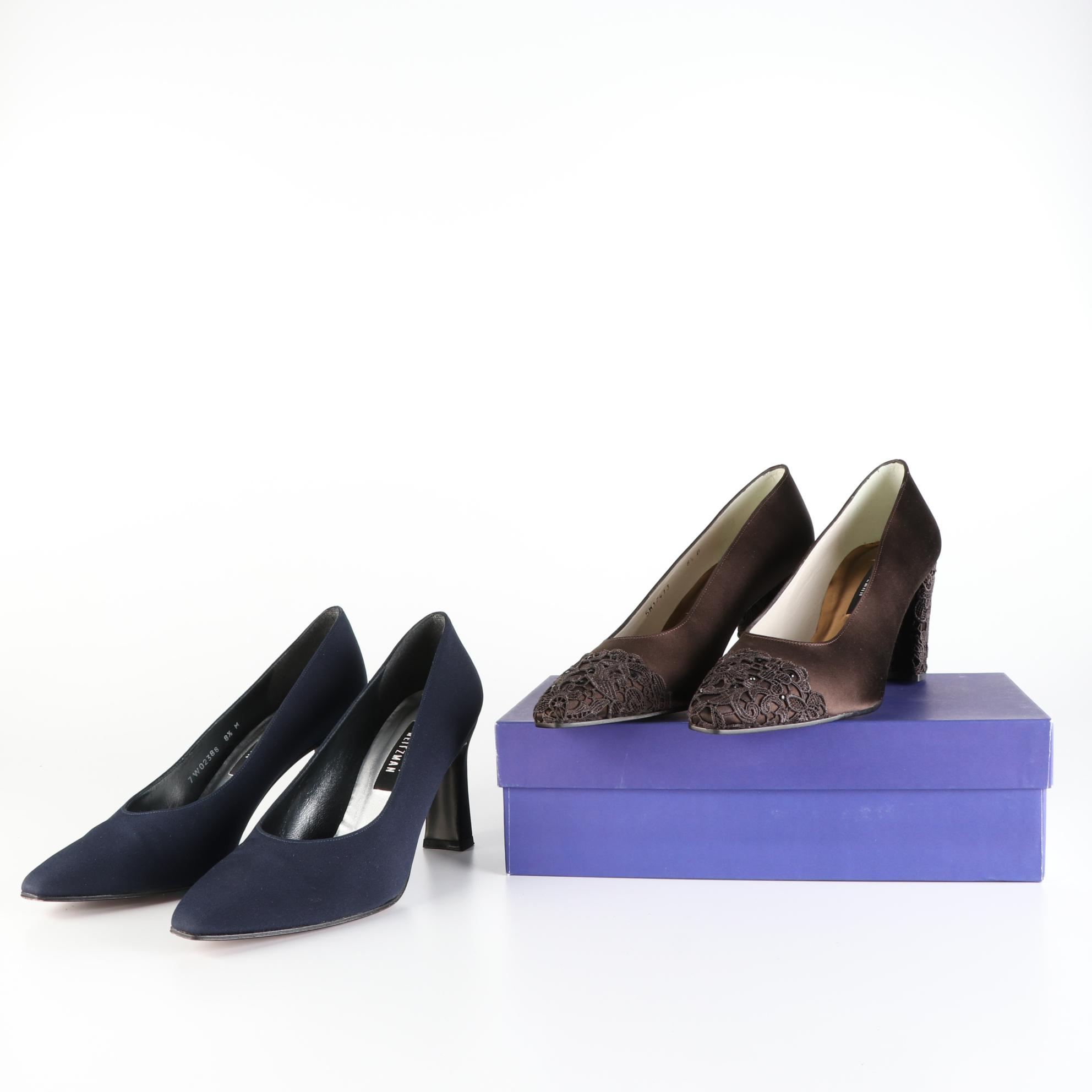 Stuart Weitzman Graceful and Alisa Satin Pumps with Boxes