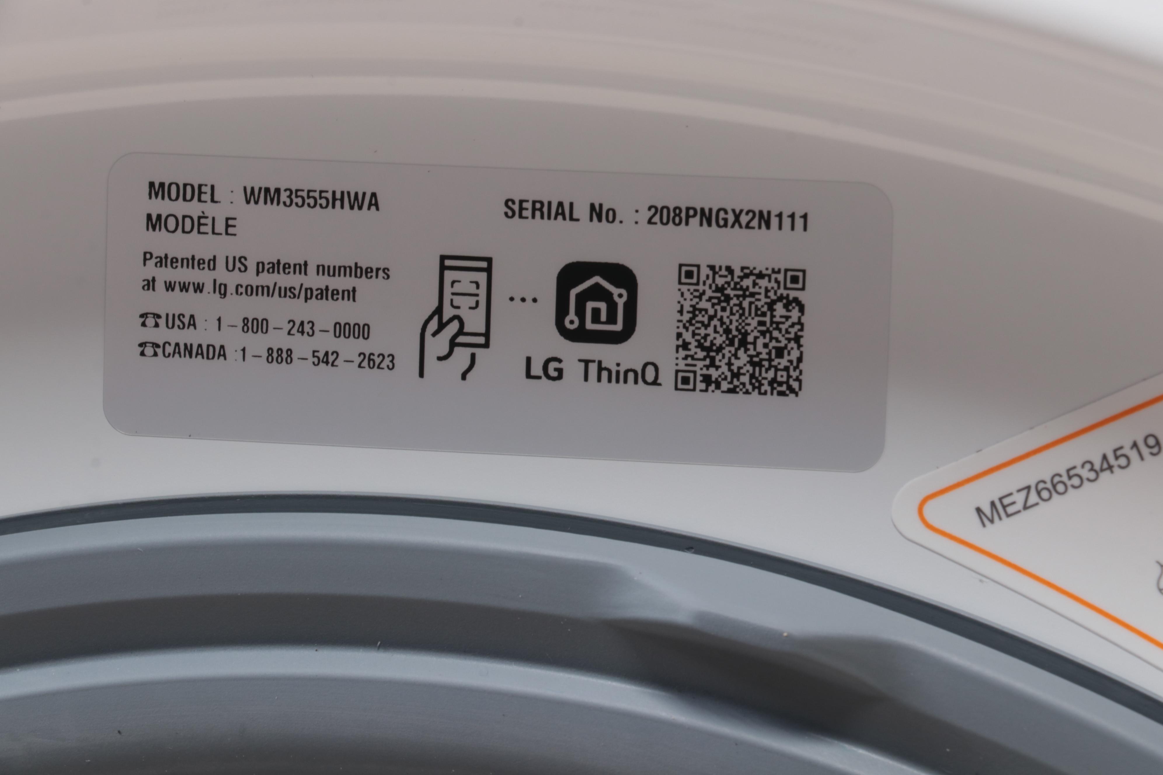 LG 2.4 Cu. Ft. White Smart Compact Front Load All-In-One Washer/Dryer Combo