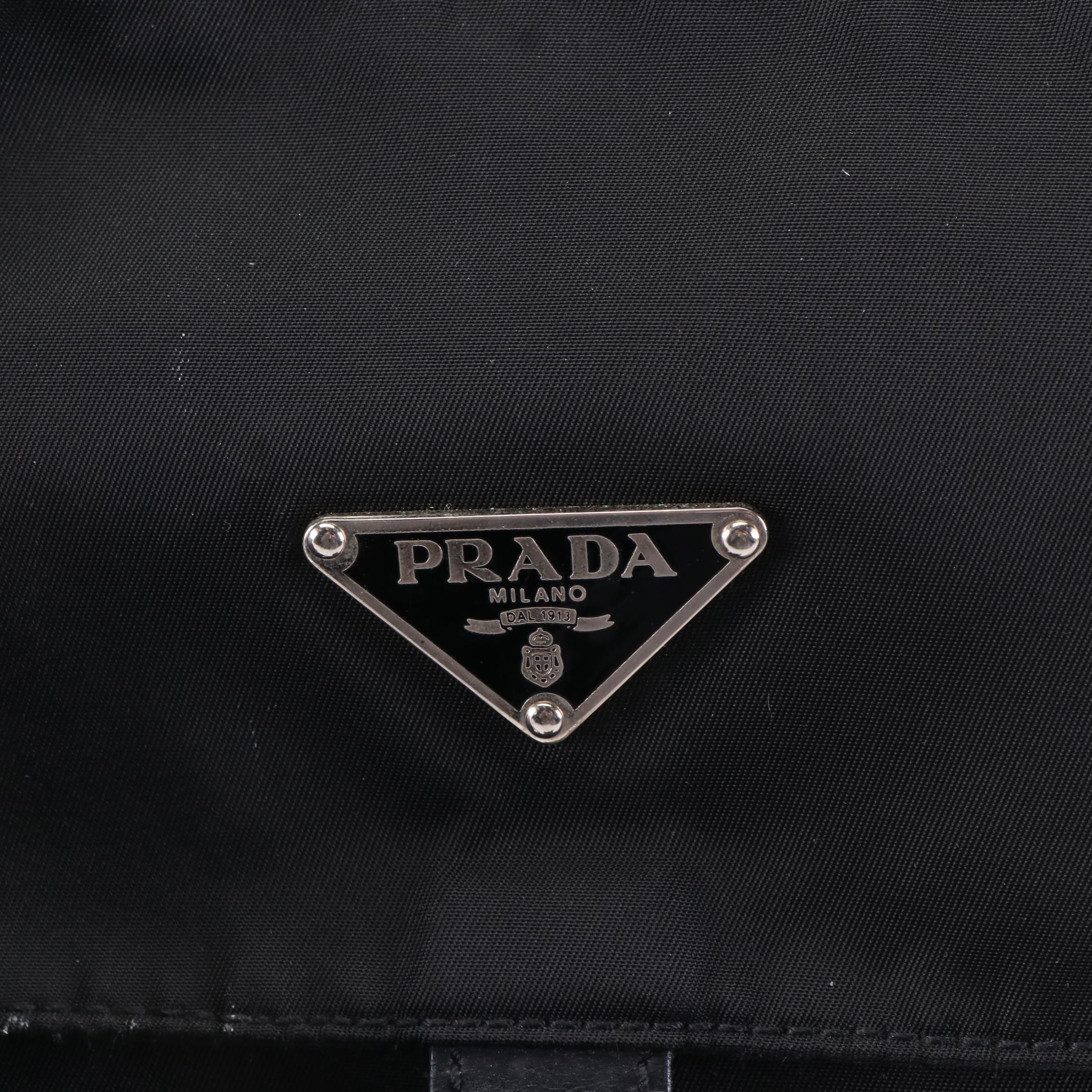 Prada Flap-Front Crossbody Bag in Nylon with Leather Trim