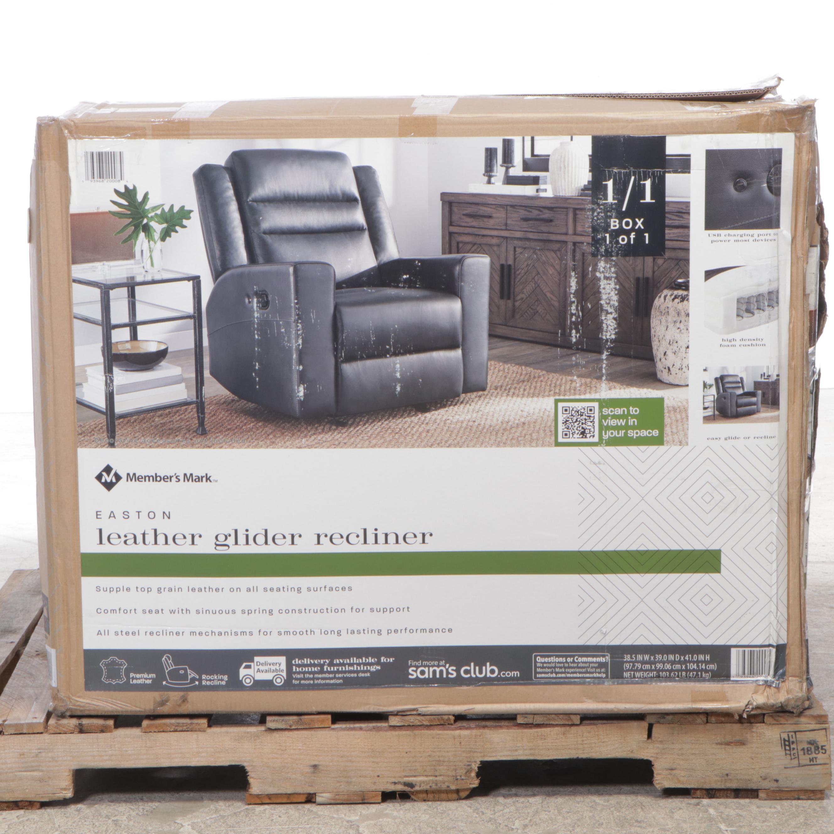 Member's Mark Easton Leather Glider Recliner