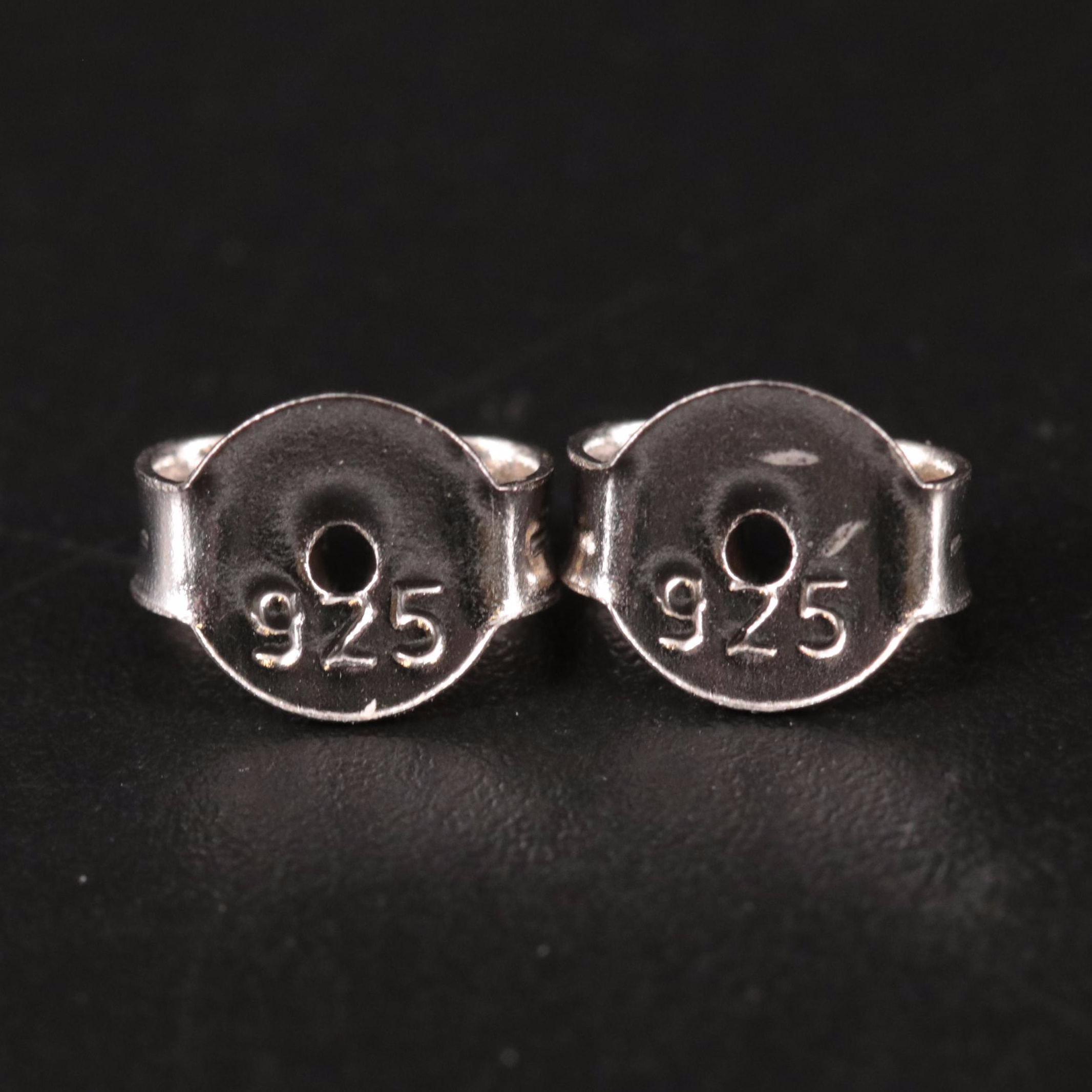 Sterling Silver Oval Gemstone Stud Earrings