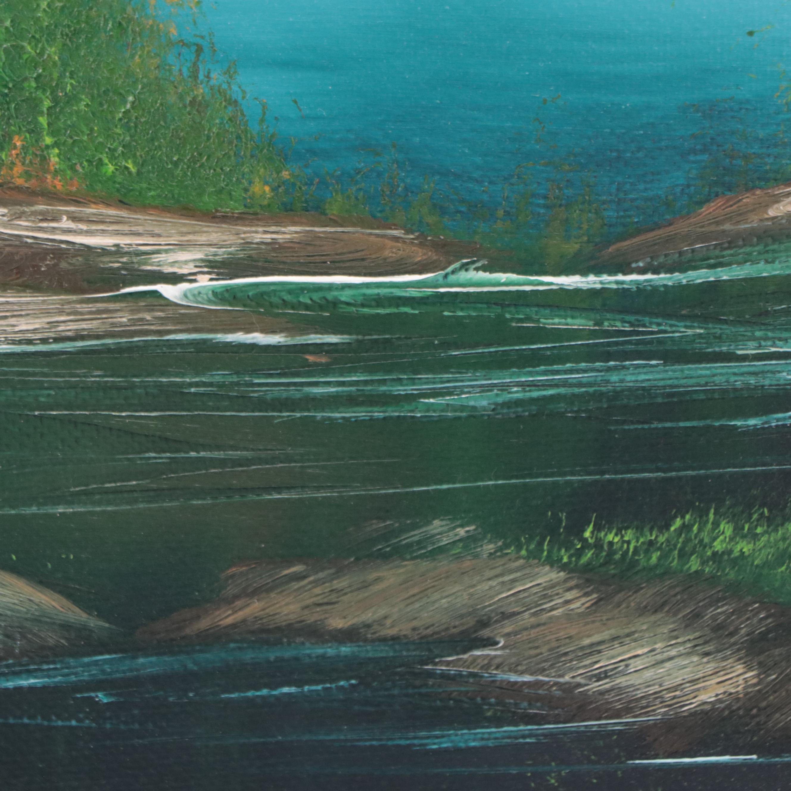 Oil Painting of Nocturne Pond Landscape