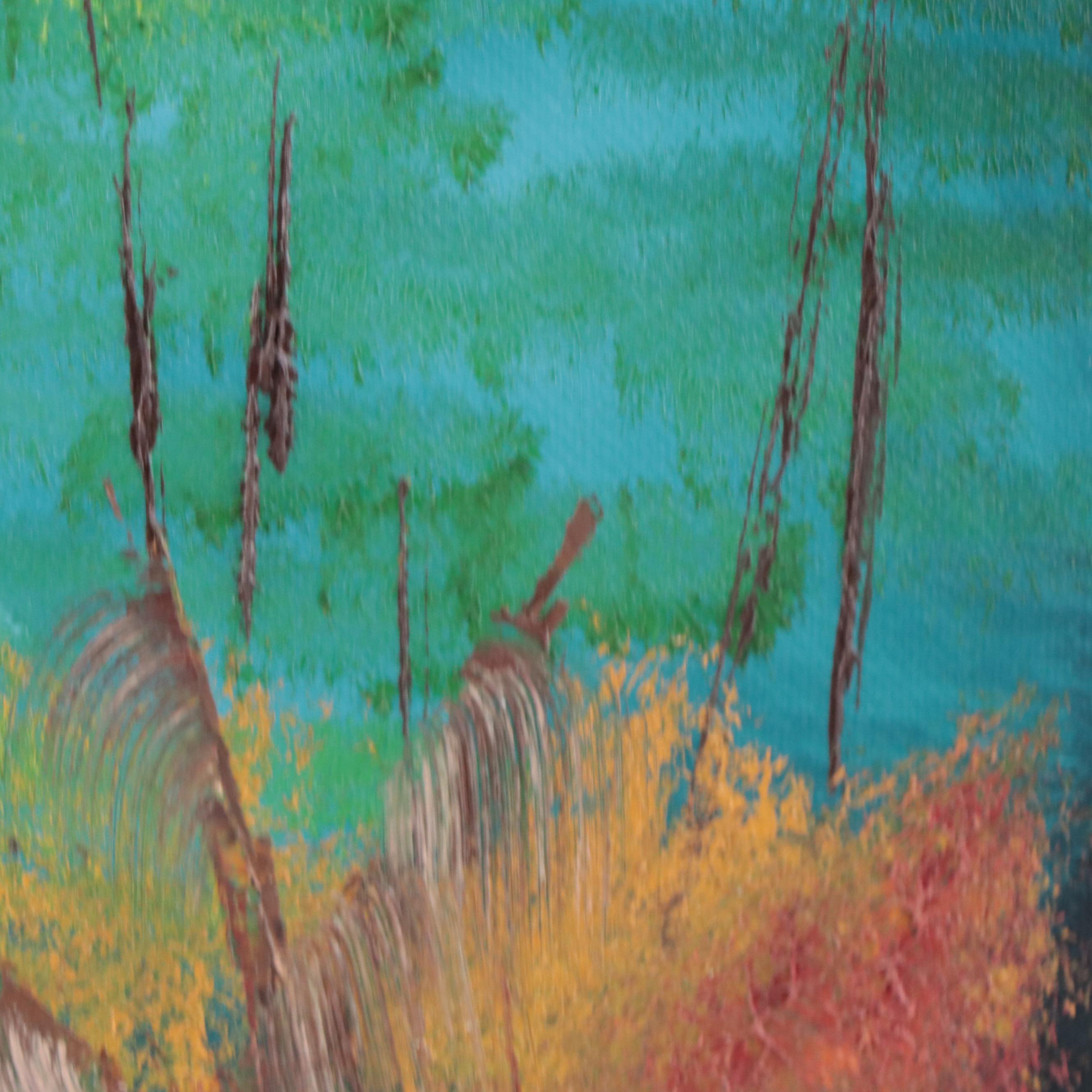 Oil Painting of Nocturne Pond Landscape