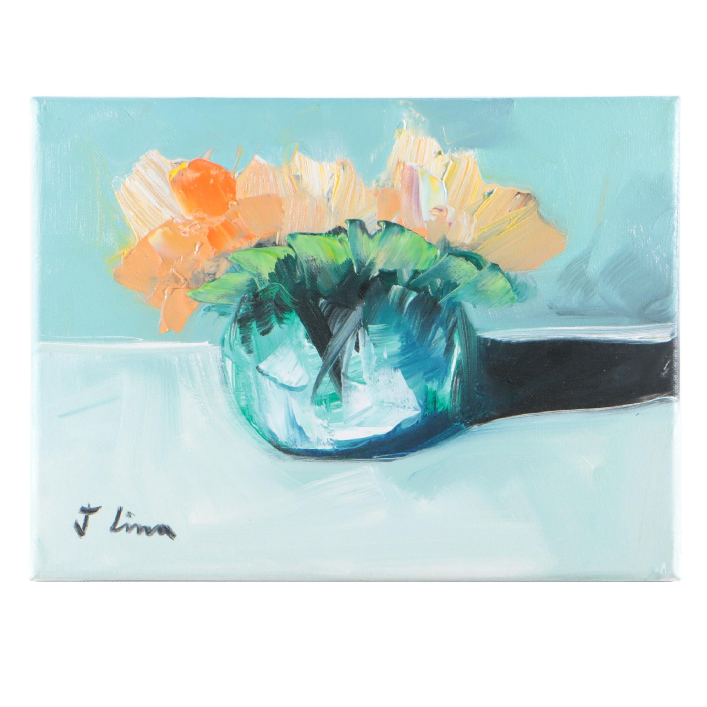 José M. Lima Floral Still Life Oil Painting, 2022
