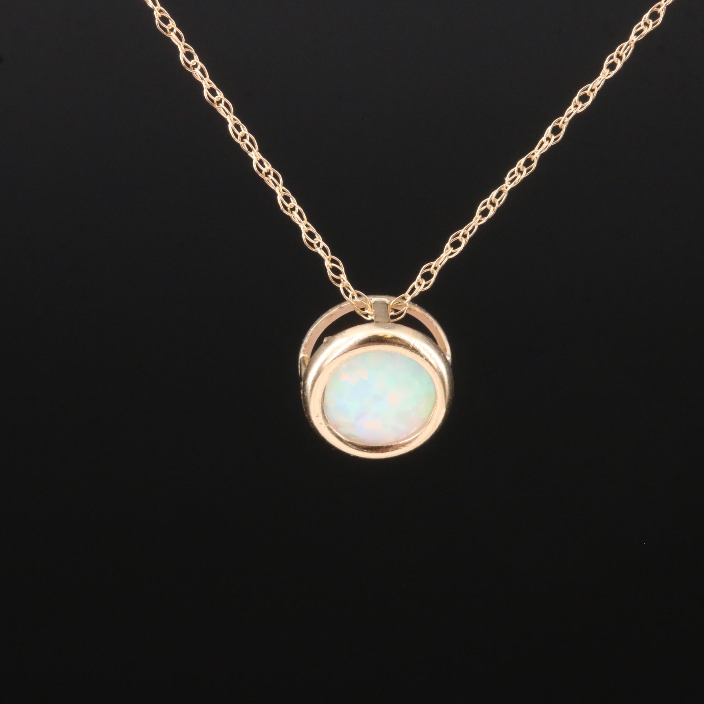 10K Opal Bezel Necklace
