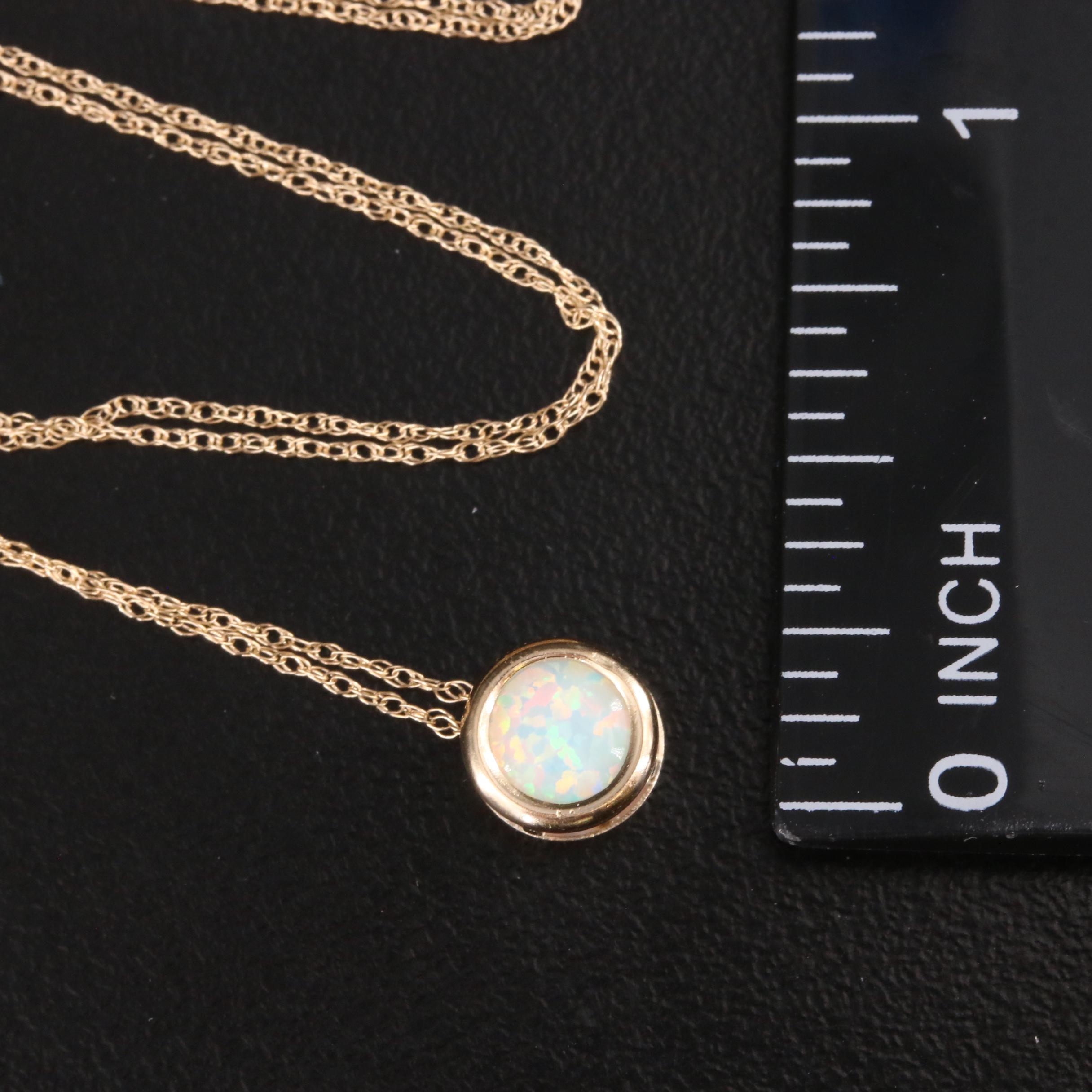 10K Opal Bezel Necklace