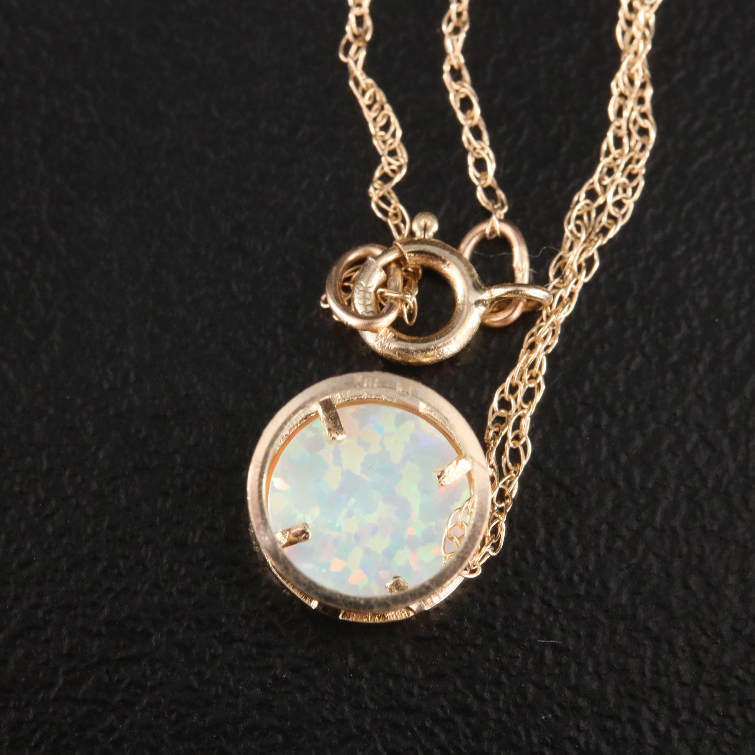 10K Opal Bezel Necklace
