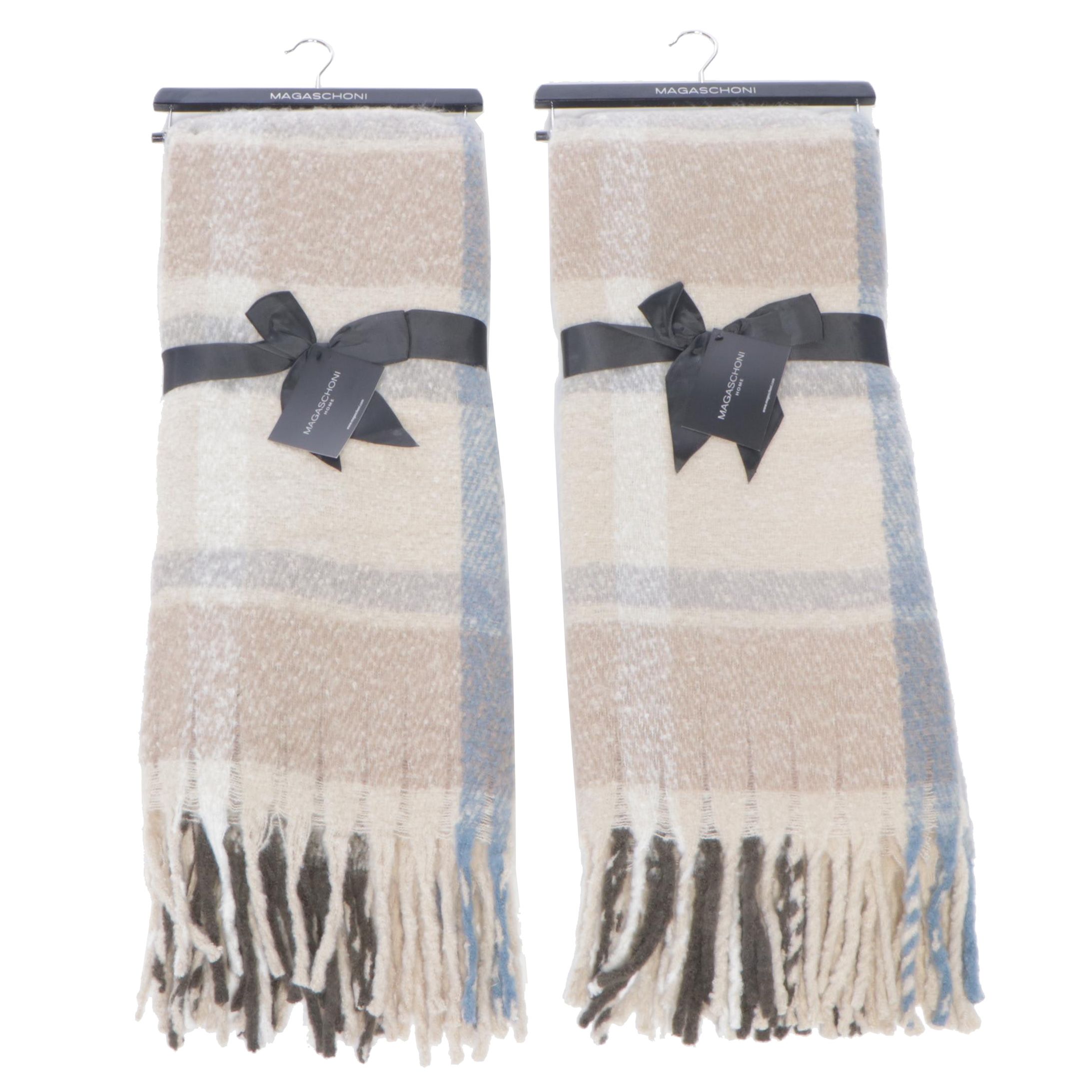 Magaschoni Home Faux Mohair Throws with Fringe