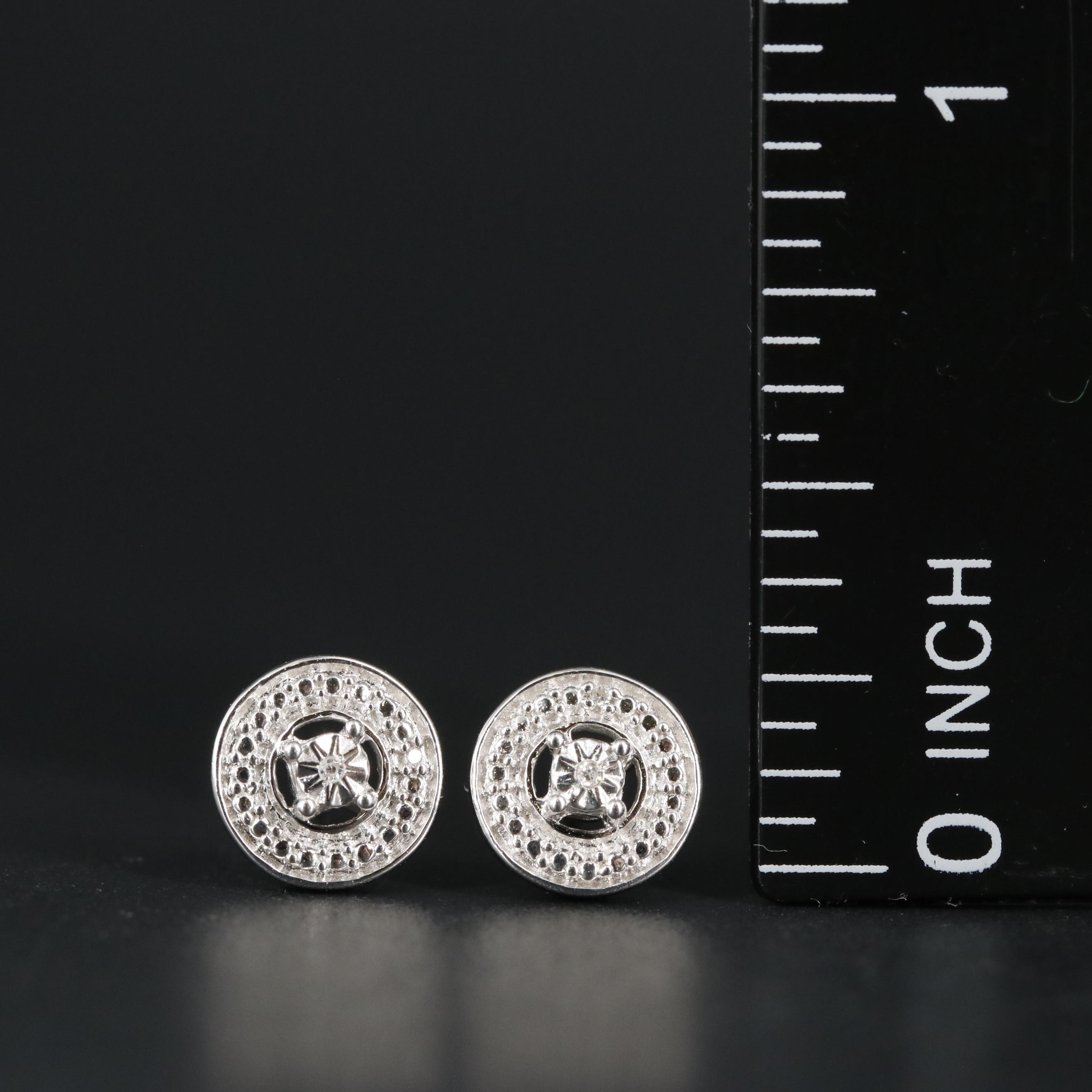 Sterling and Diamond Stud Earrings