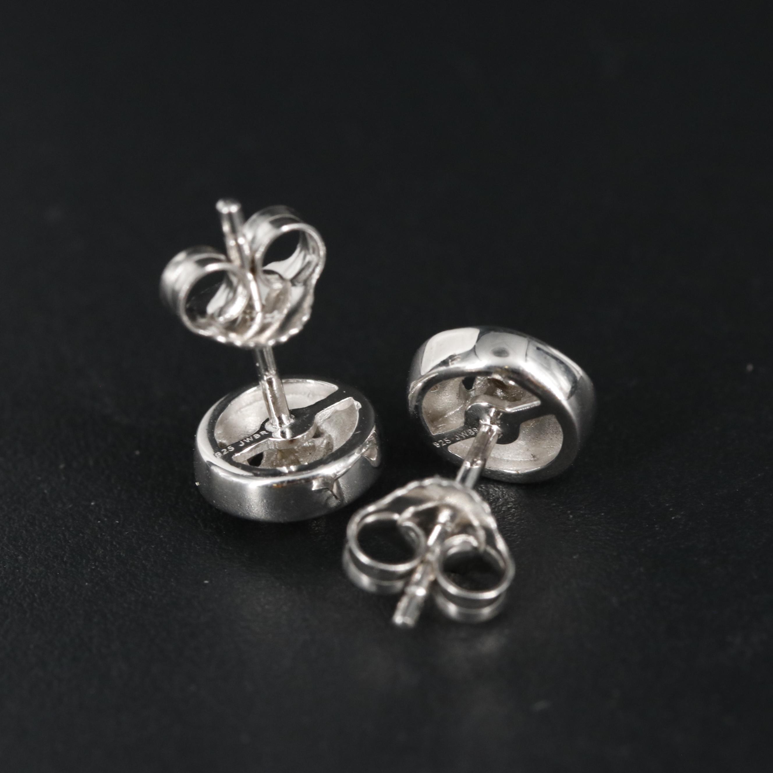 Sterling and Diamond Stud Earrings
