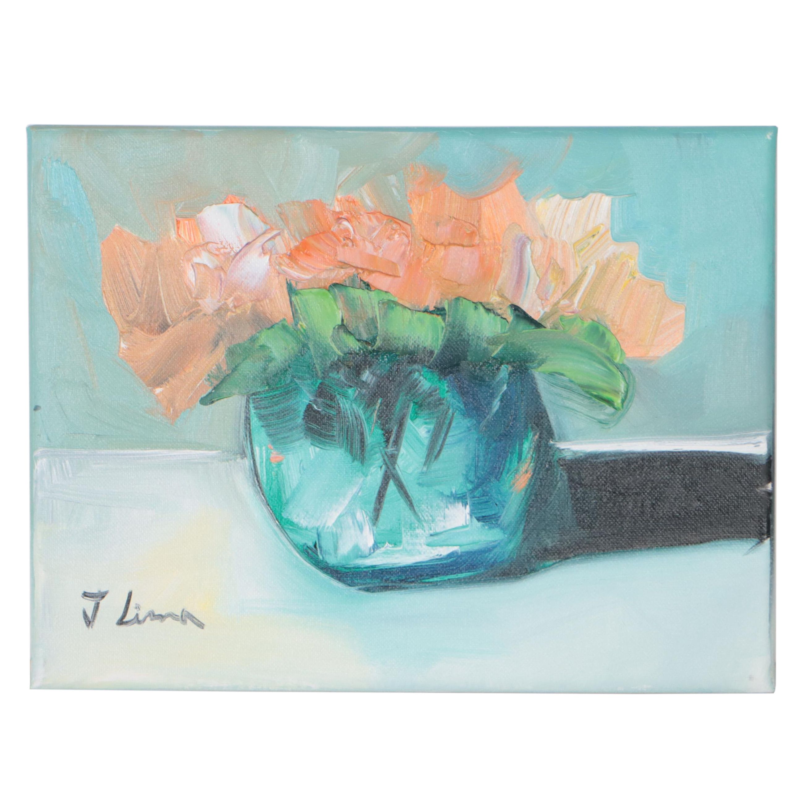 José M. Lima Floral Still Life Oil Painting, 2022