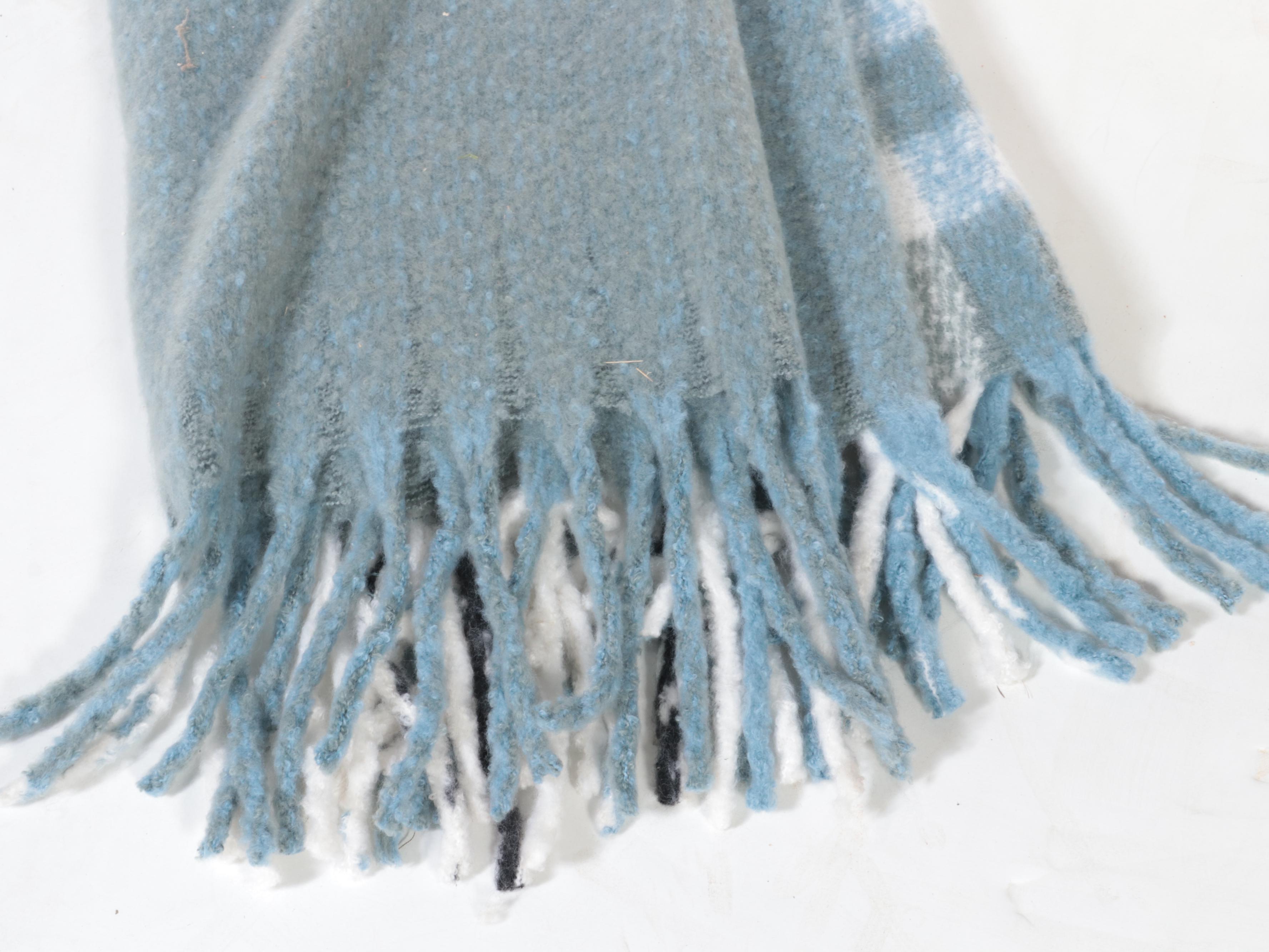 Magaschoni Home Faux Mohair Throw with Faux Fur Accent Pillow