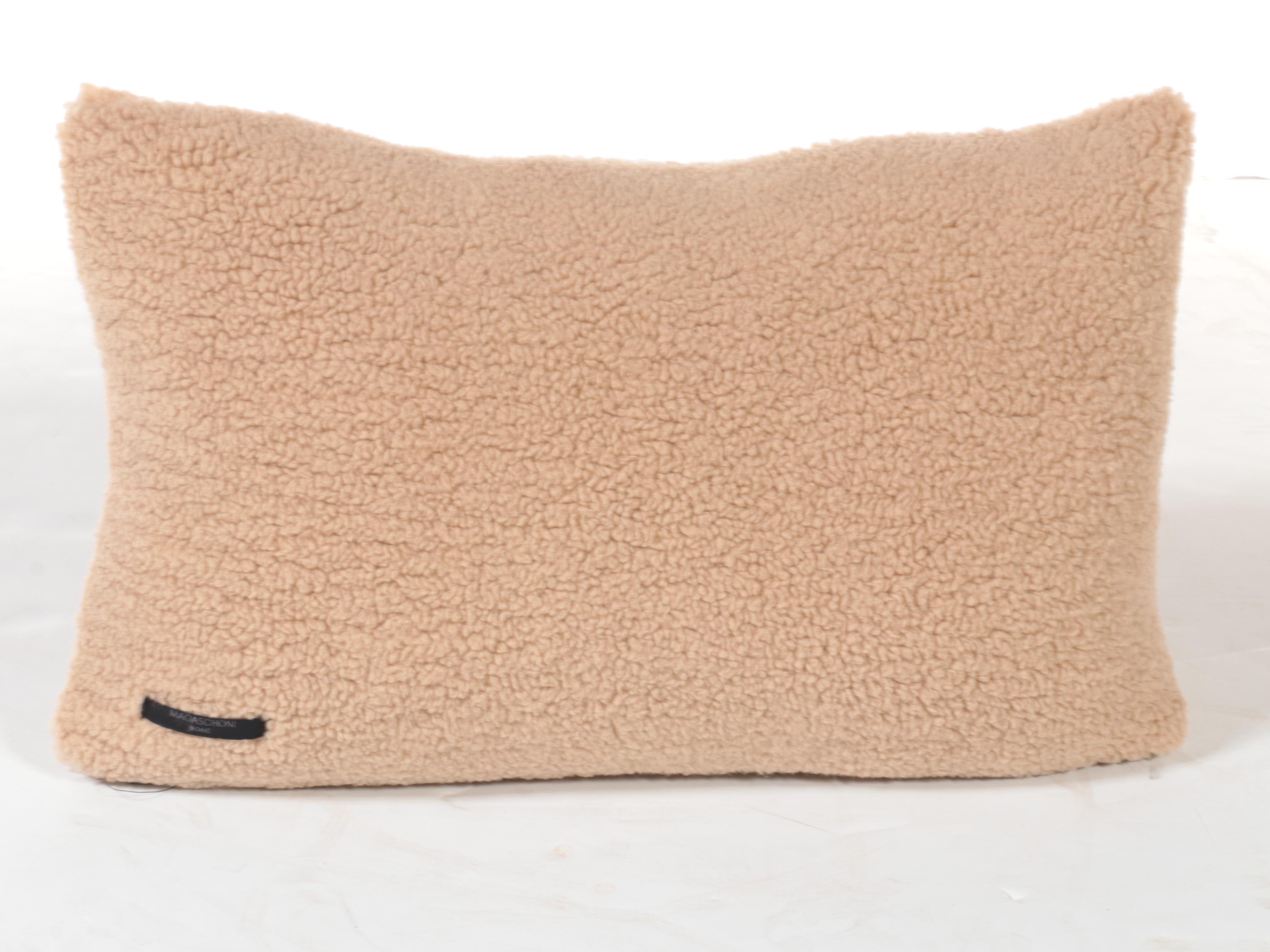 Magaschoni Home Faux Mohair Throw with Faux Fur Accent Pillow