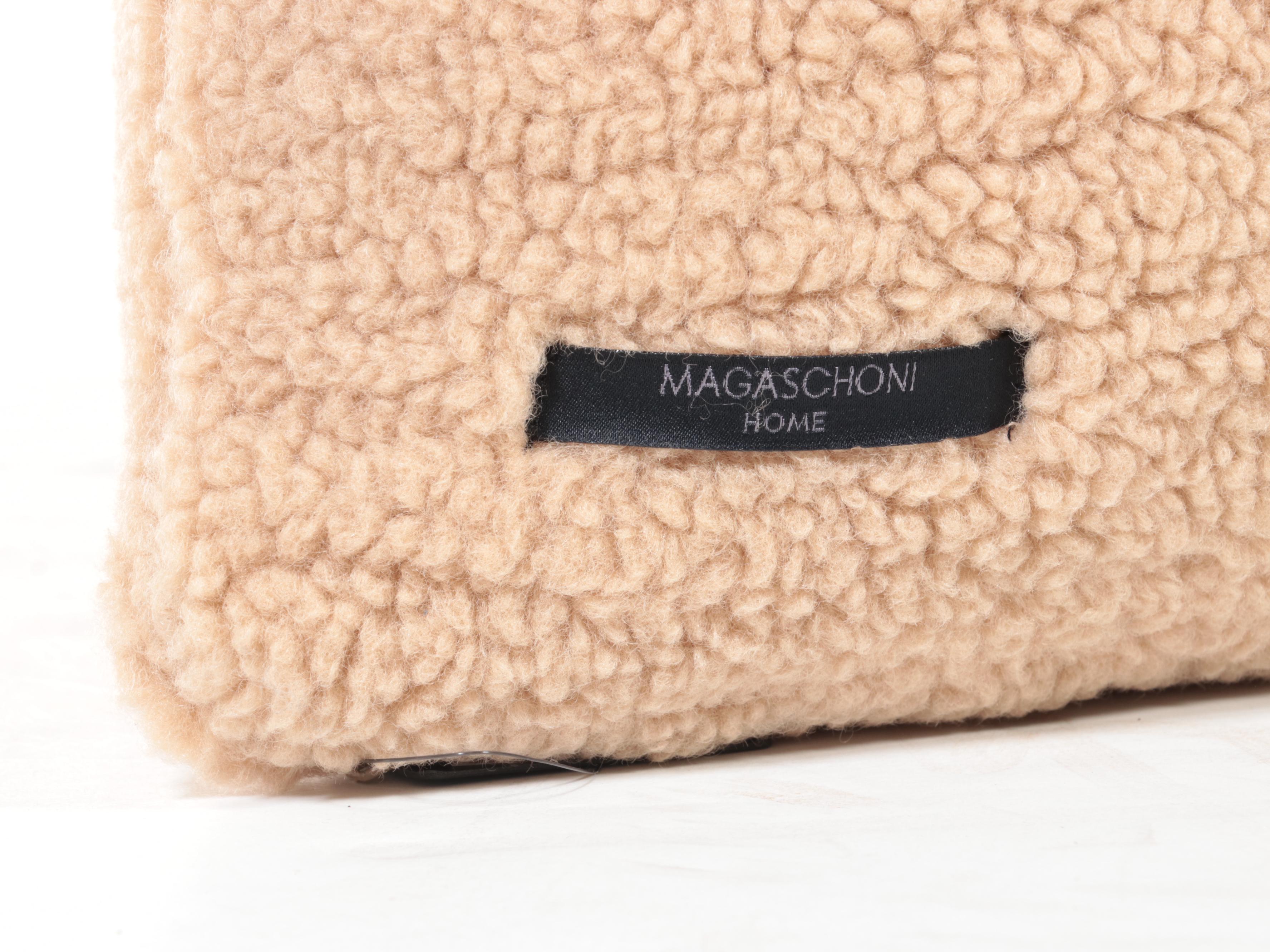 Magaschoni Home Faux Mohair Throw with Faux Fur Accent Pillow