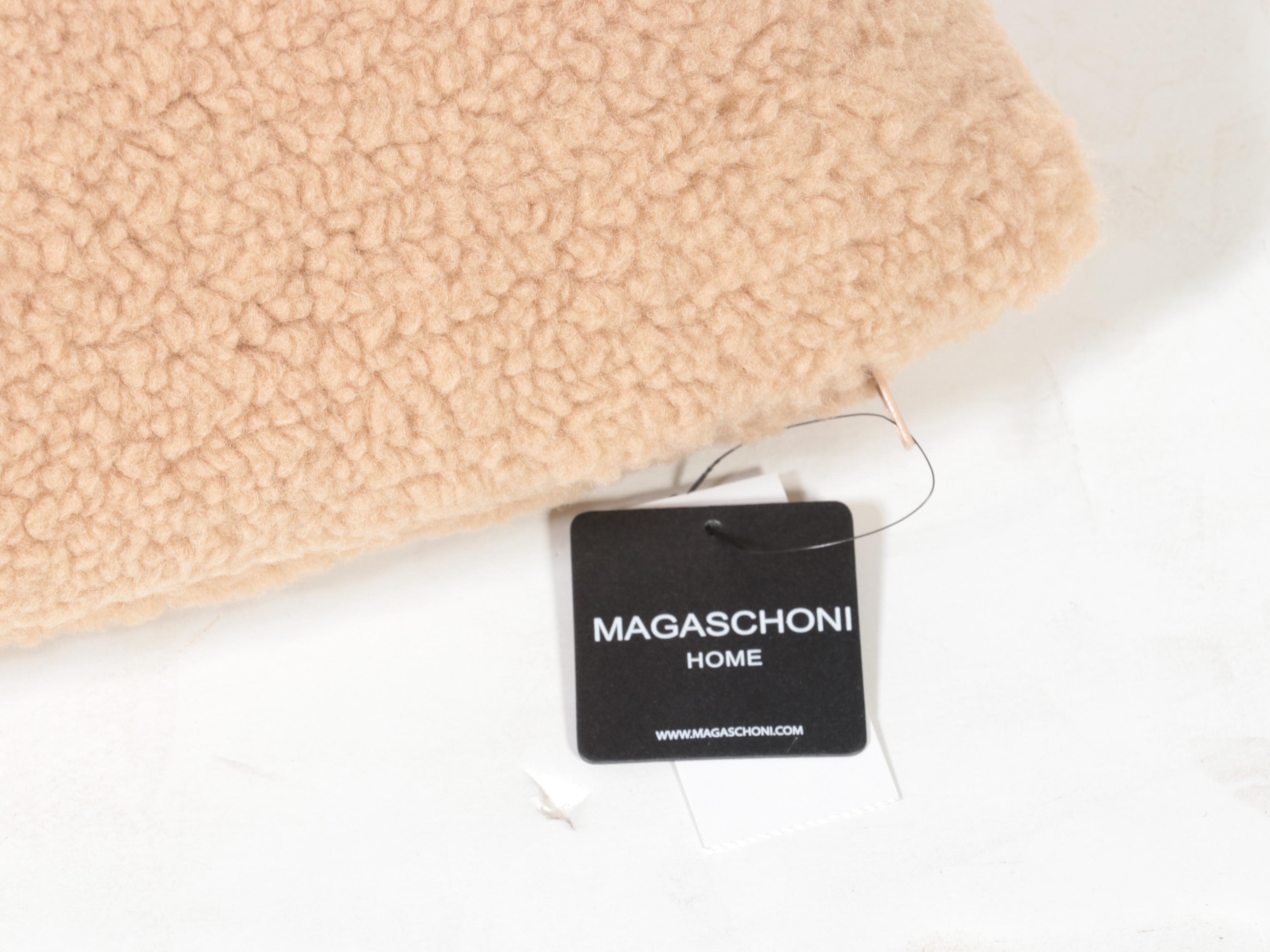 Magaschoni Home Faux Mohair Throw with Faux Fur Accent Pillow