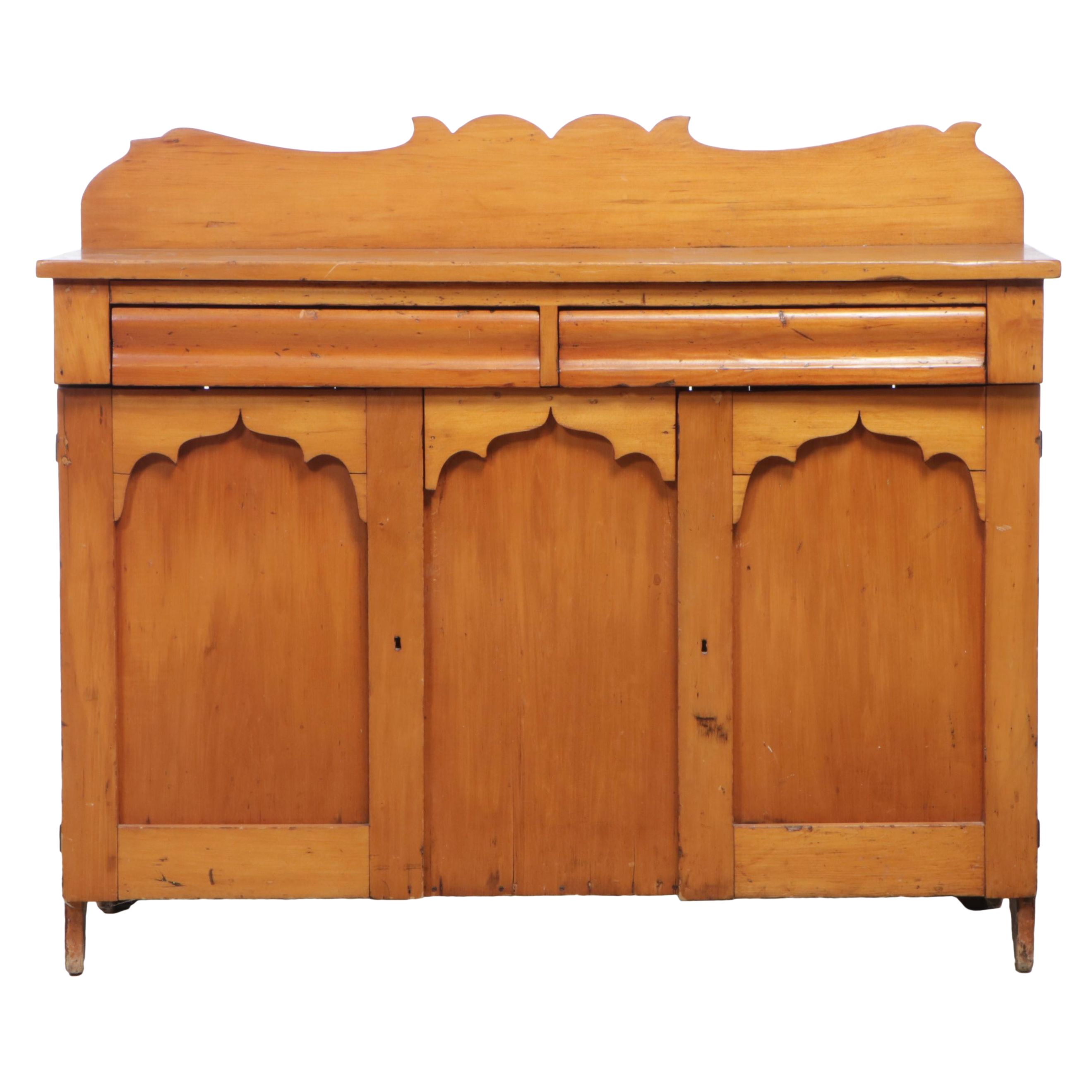 American Empire Poplar Sideboard, inscribed "Joseph Amey", Mid-19th Century
