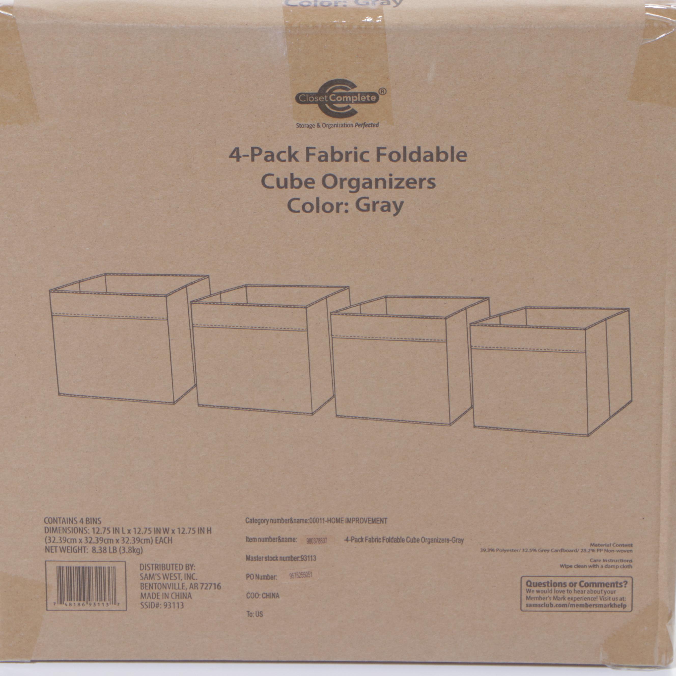 Four Closet Complete Foldable Fabric Cube Organizer Bins