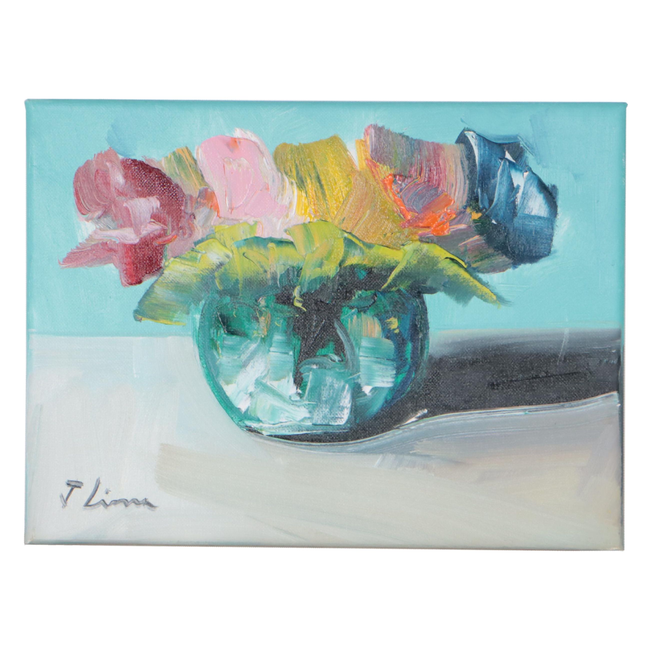 José M. Lima Floral Still Life Oil Painting, 2022