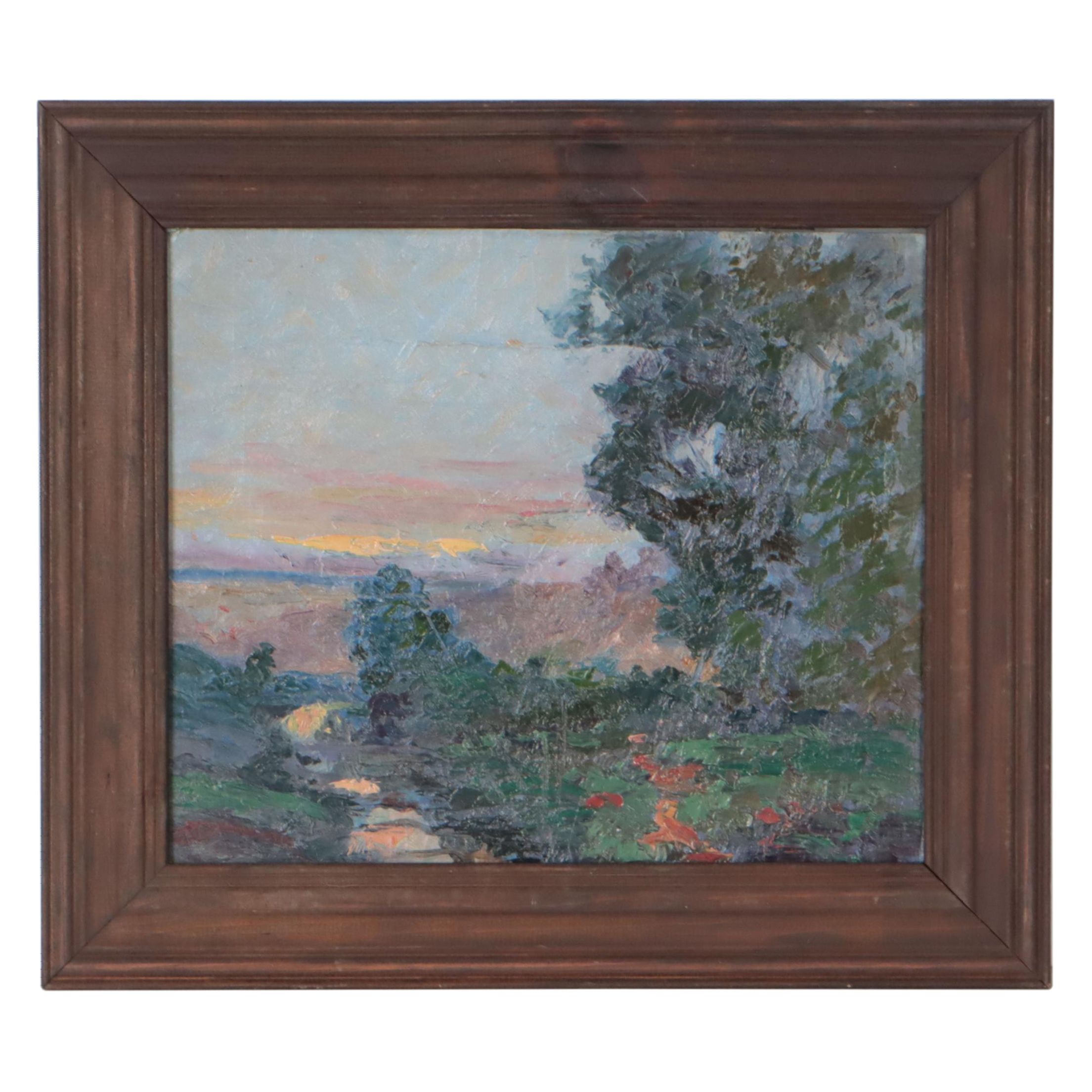 Oil Painting of Verdant Landscape