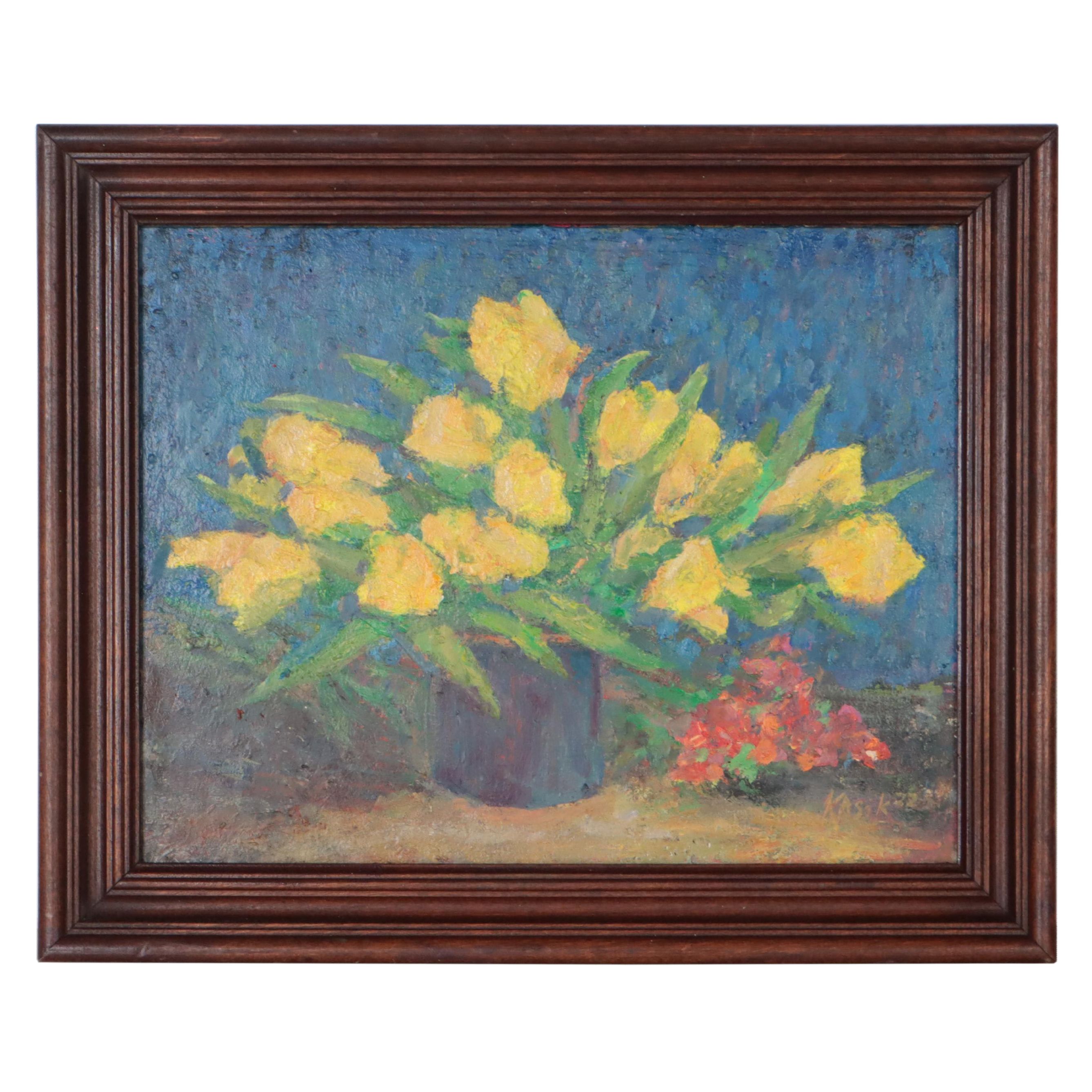 Kevin Kasik Oil Painting of Floral Still Life "Tulip Spray," 2022