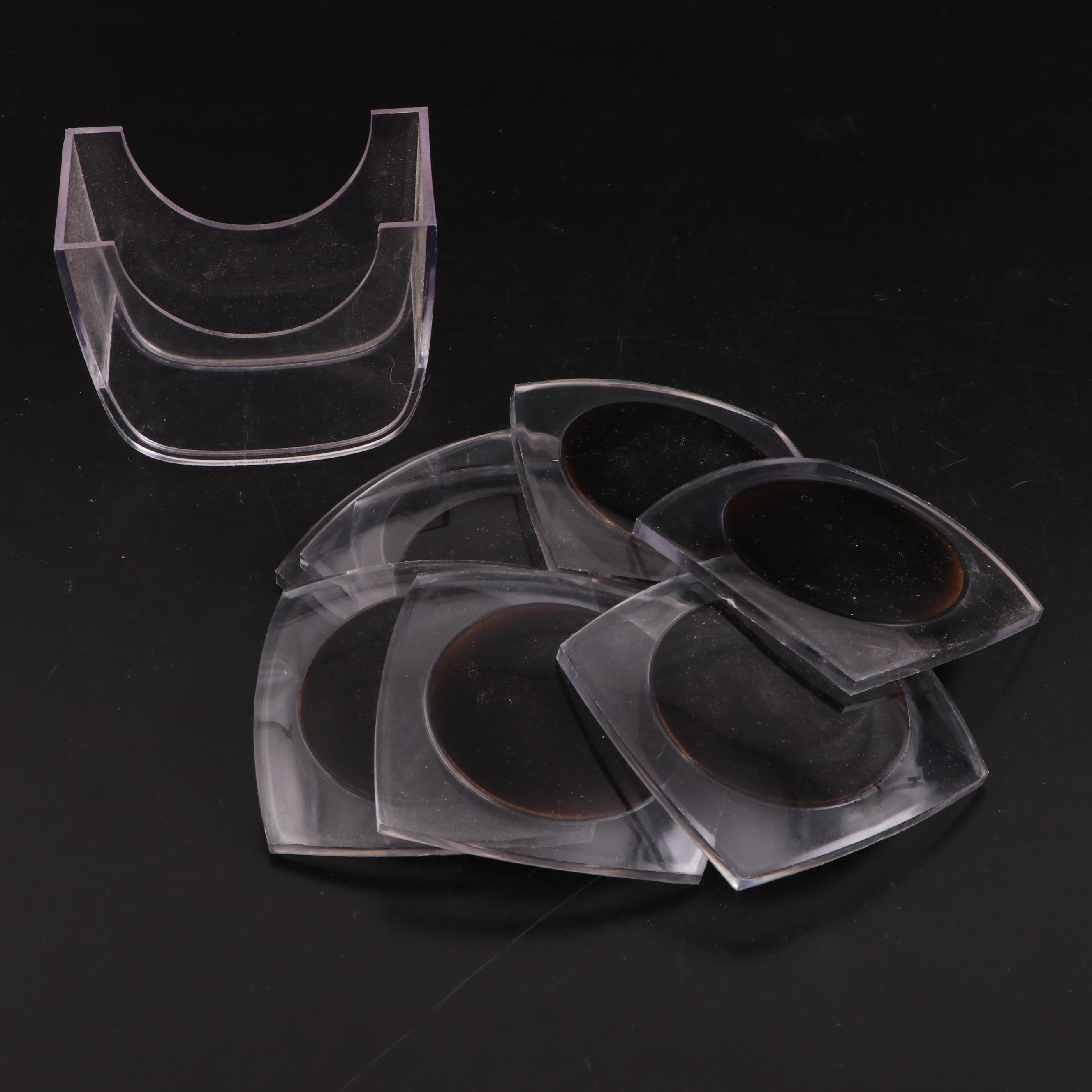Glass and Chrome Lazy Susan with Ice Bucket and Coasters