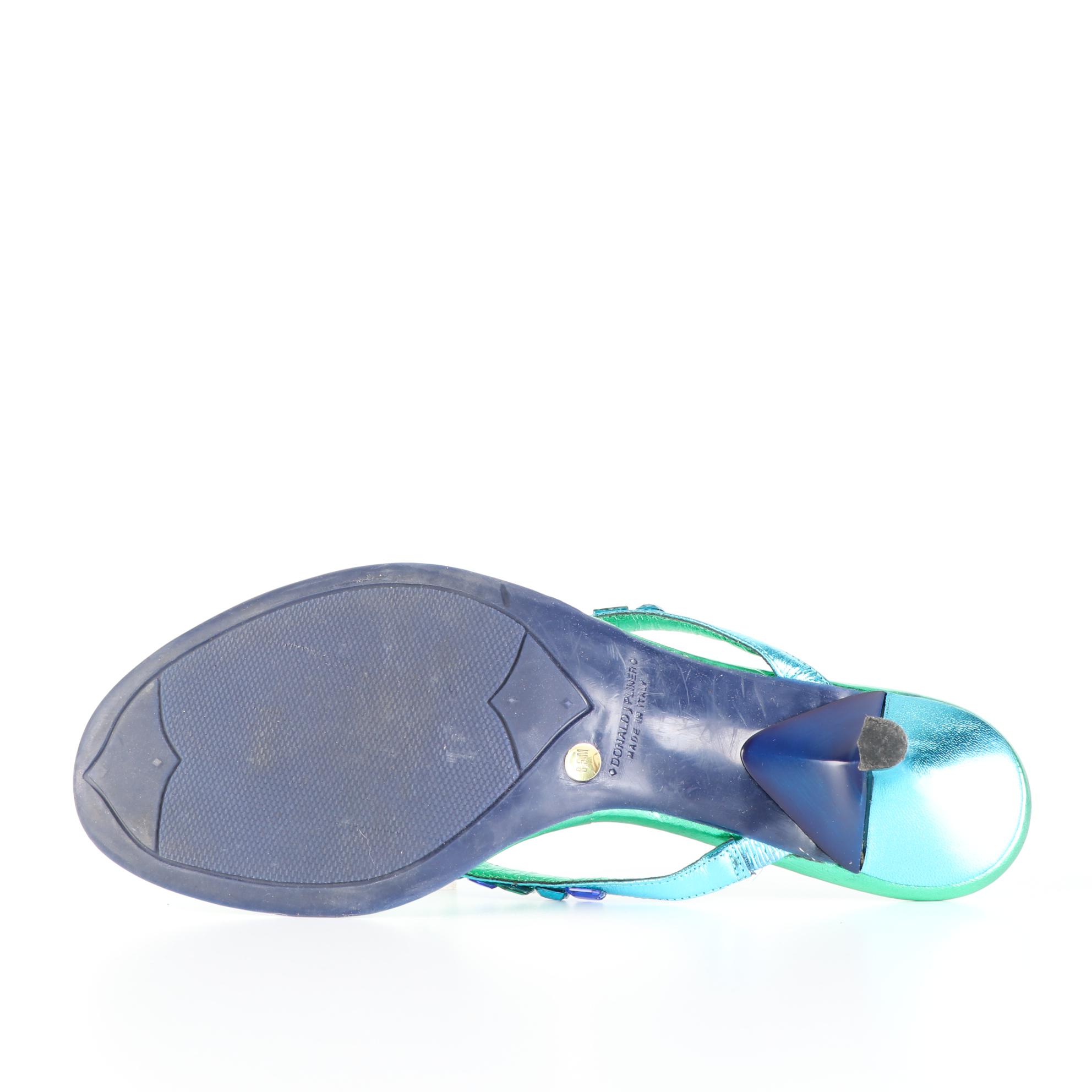 Donald J Pliner Couture Sandals in Metallic with Rhinestone Straps