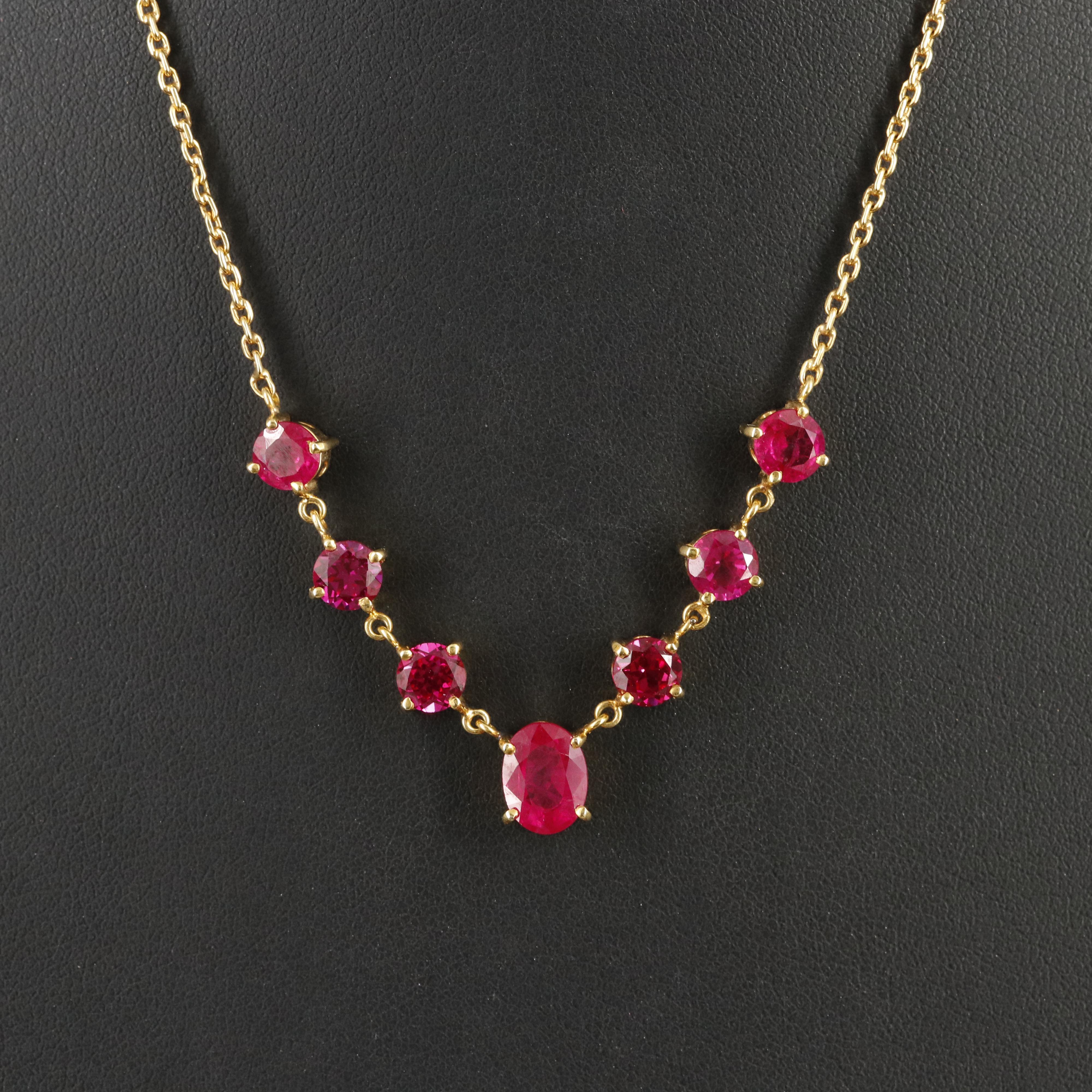 14K Ruby Station Necklace