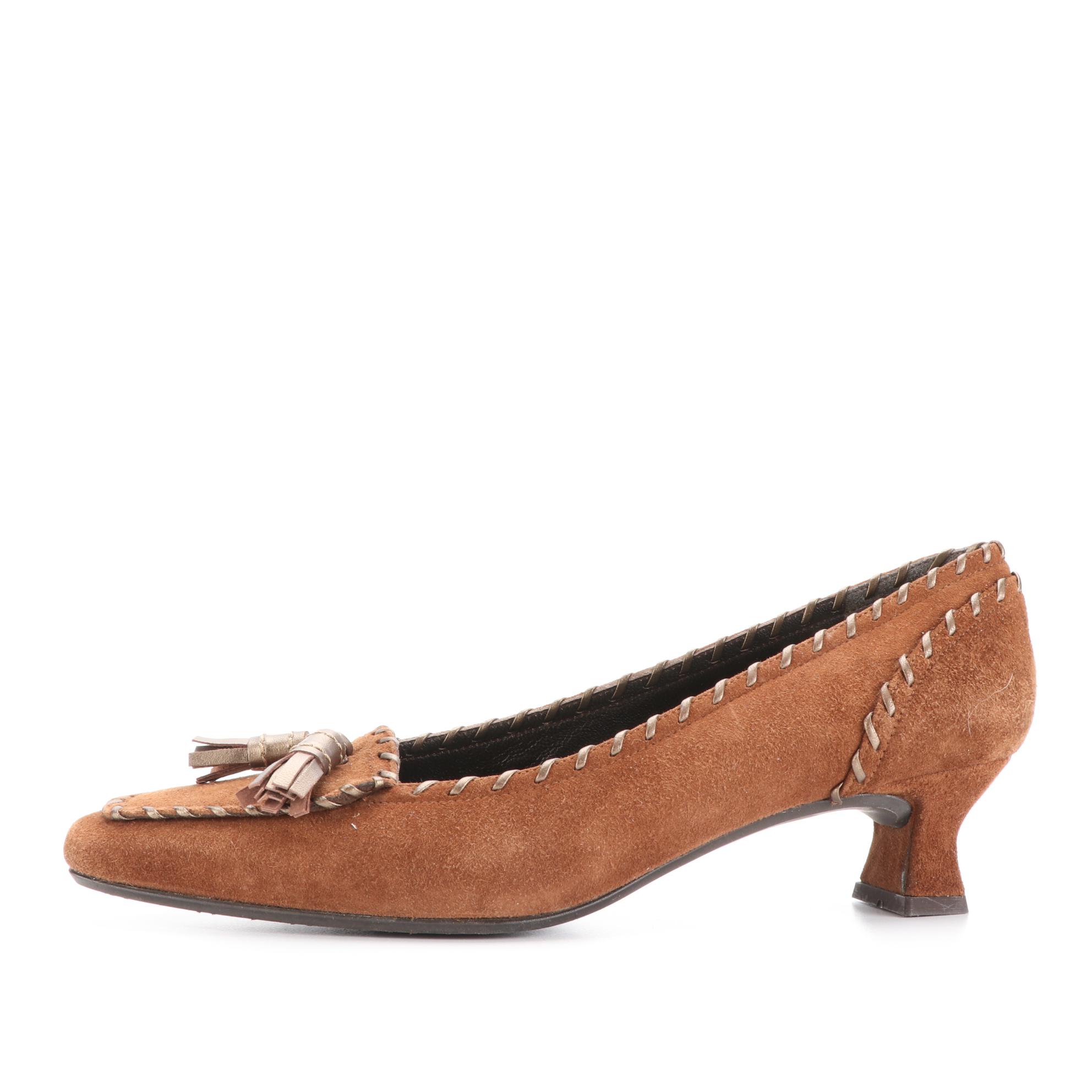 Stuart Weitzman Whip Stitch Tassel Pumps in Suede