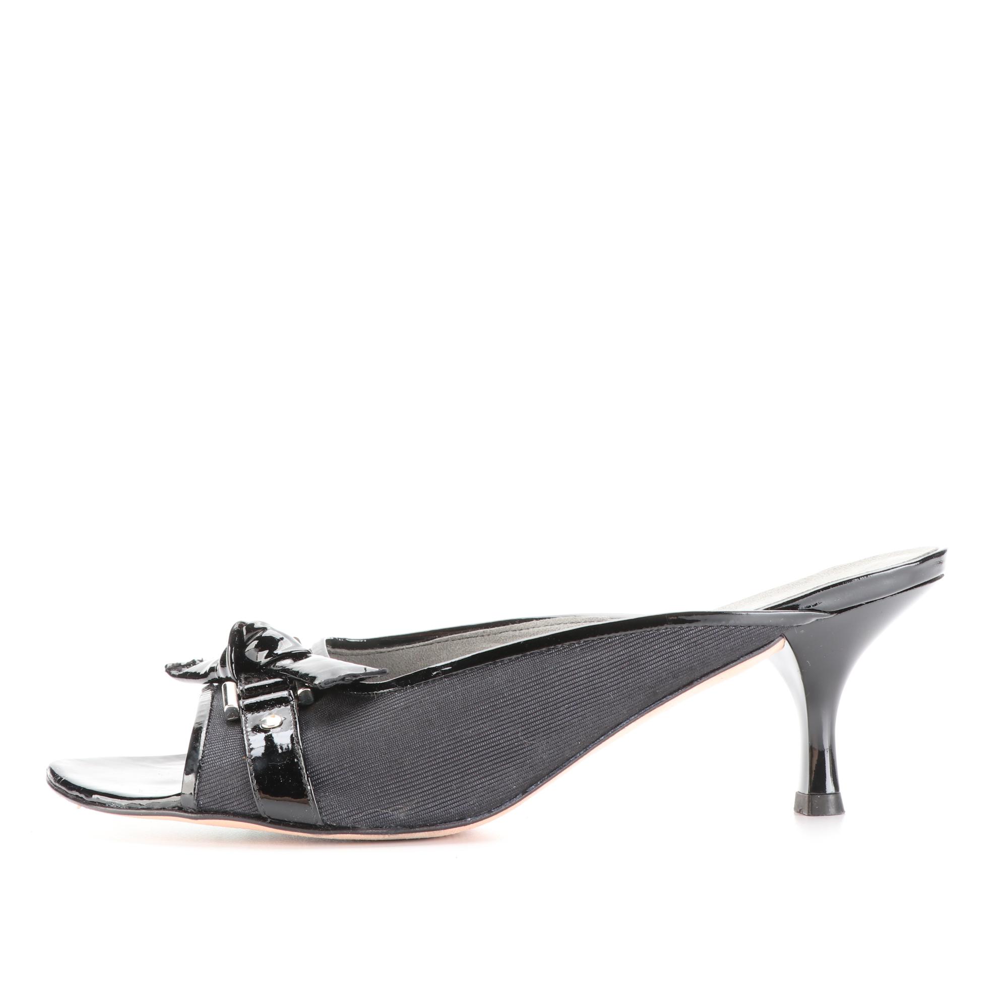 Stuart Weitzman Bow Slide with Kitten Heel, Ankle Strap Block Heel Sandals