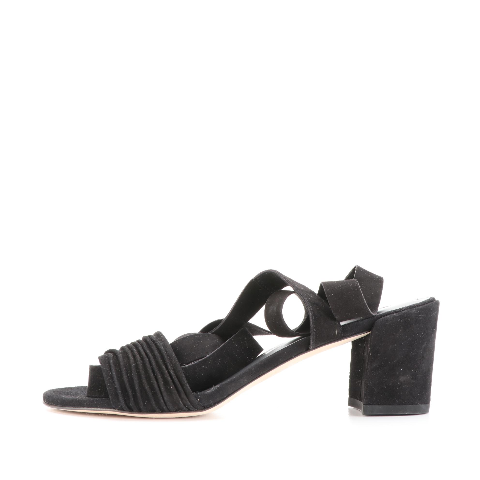Stuart Weitzman Bow Slide with Kitten Heel, Ankle Strap Block Heel Sandals