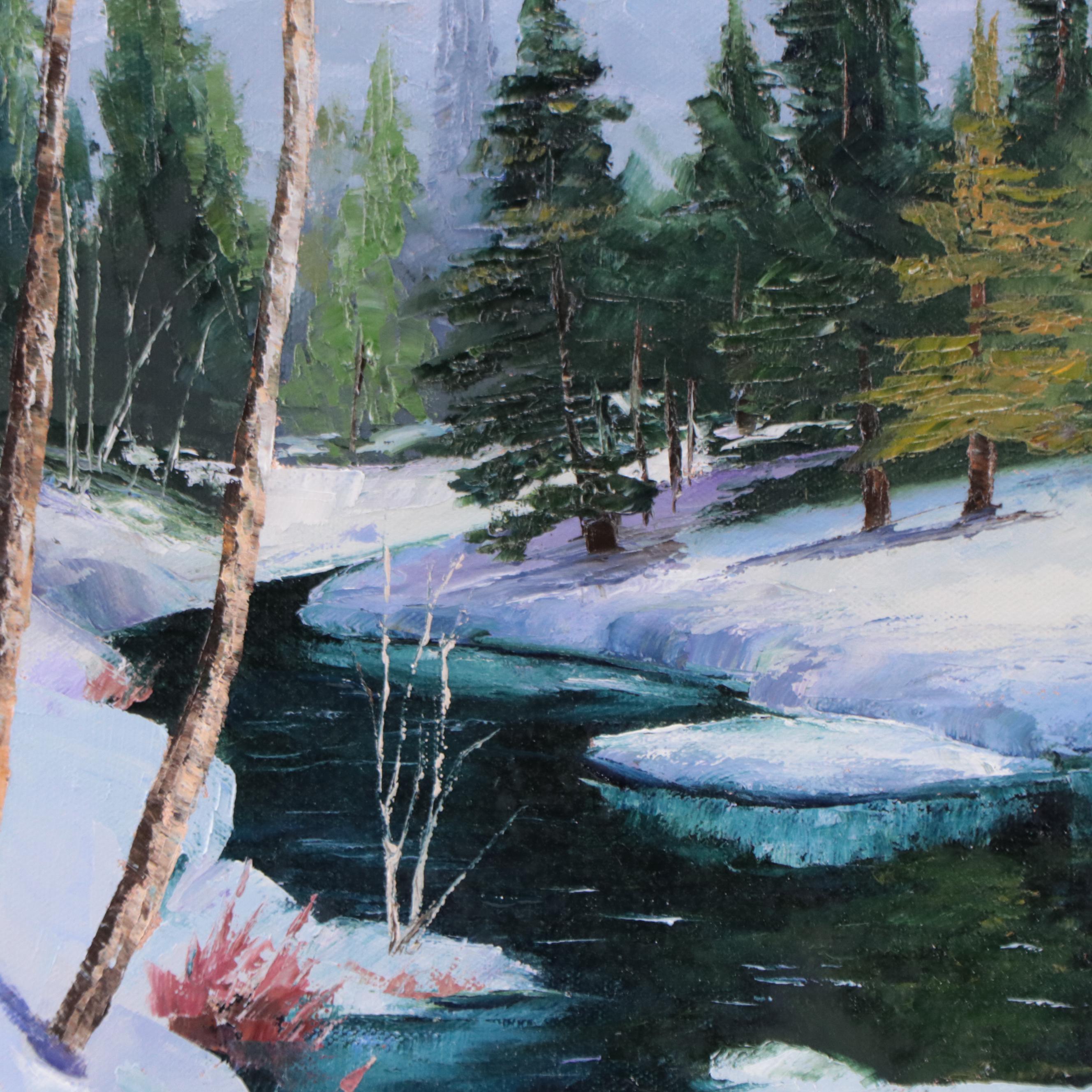 James Baldoumas Landscape Oil Painting "Winter Stream," 2022