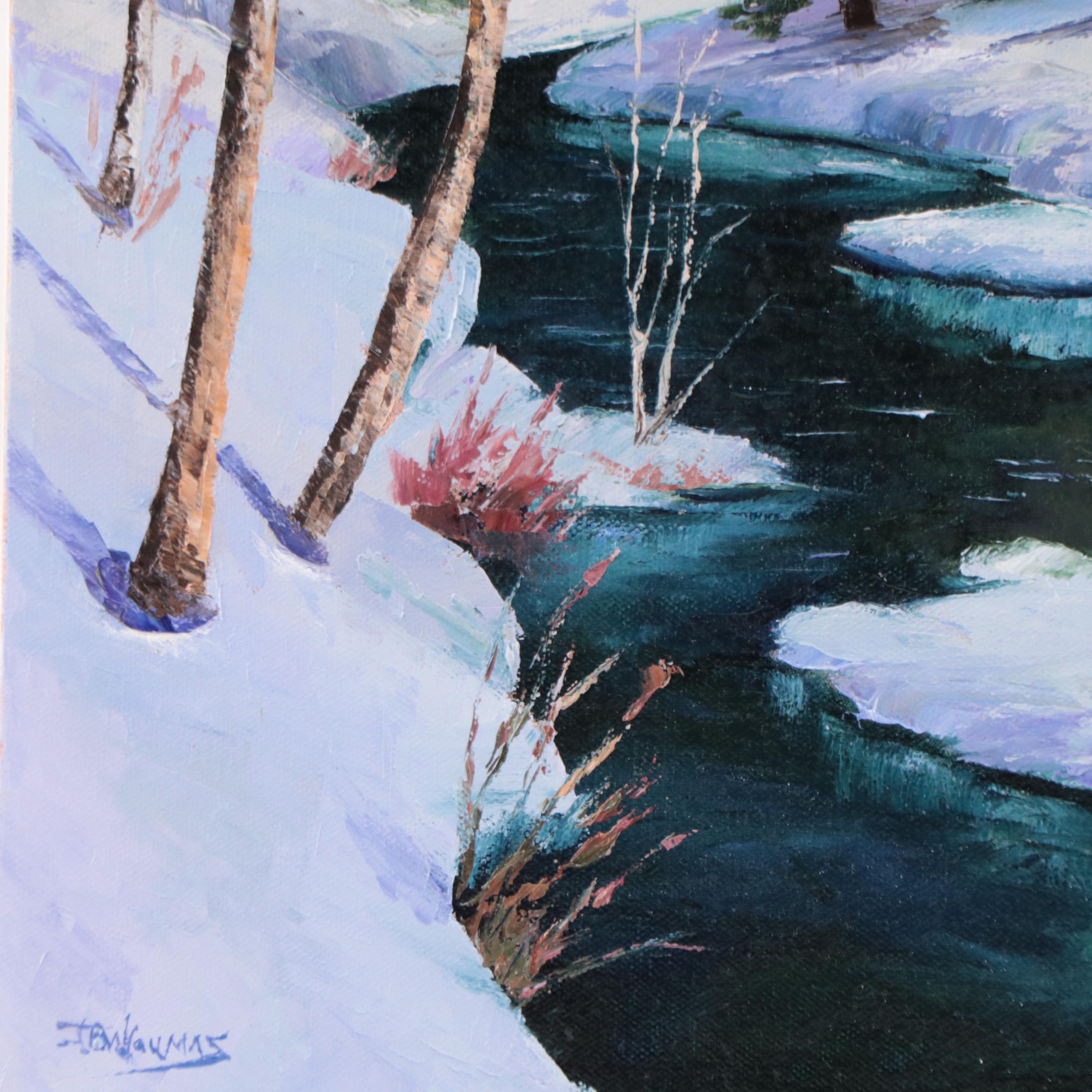 James Baldoumas Landscape Oil Painting "Winter Stream," 2022