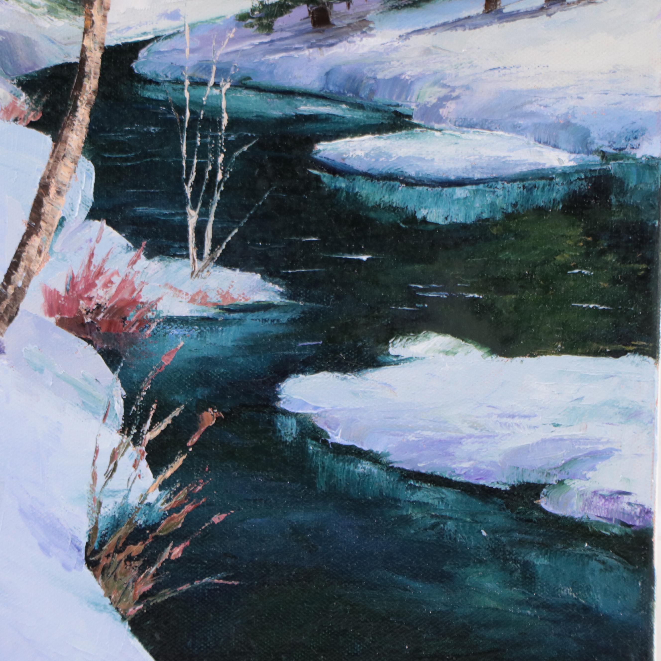 James Baldoumas Landscape Oil Painting "Winter Stream," 2022