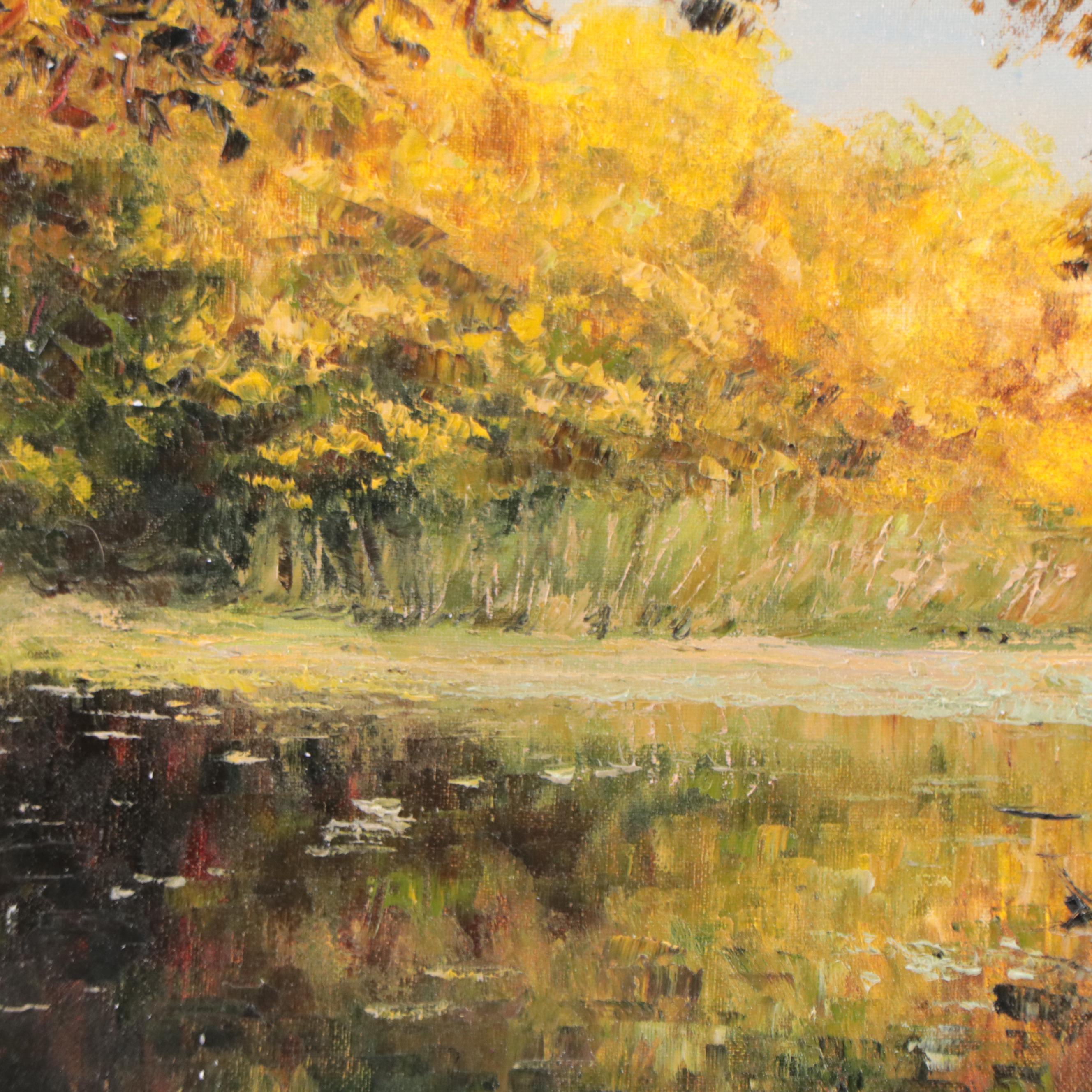 Garncarek Aleksander Landscape Oil Painting "Staw Jesienny," 2022