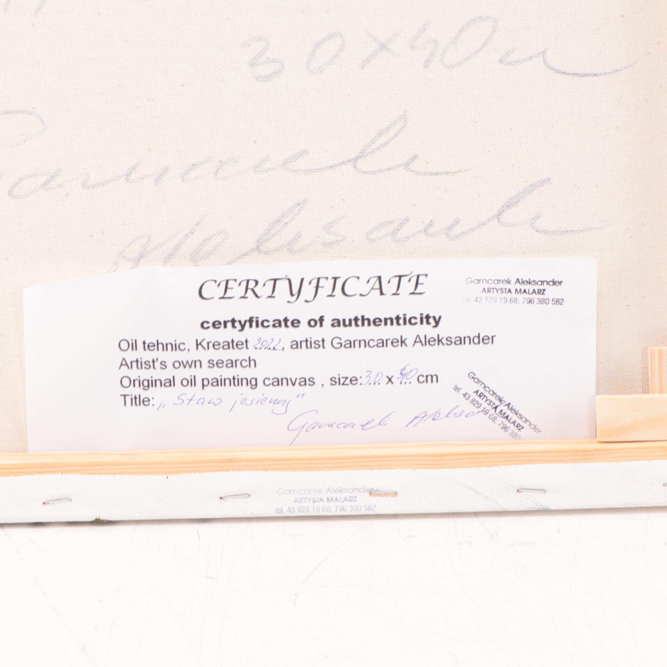 Garncarek Aleksander Landscape Oil Painting "Staw Jesienny," 2022