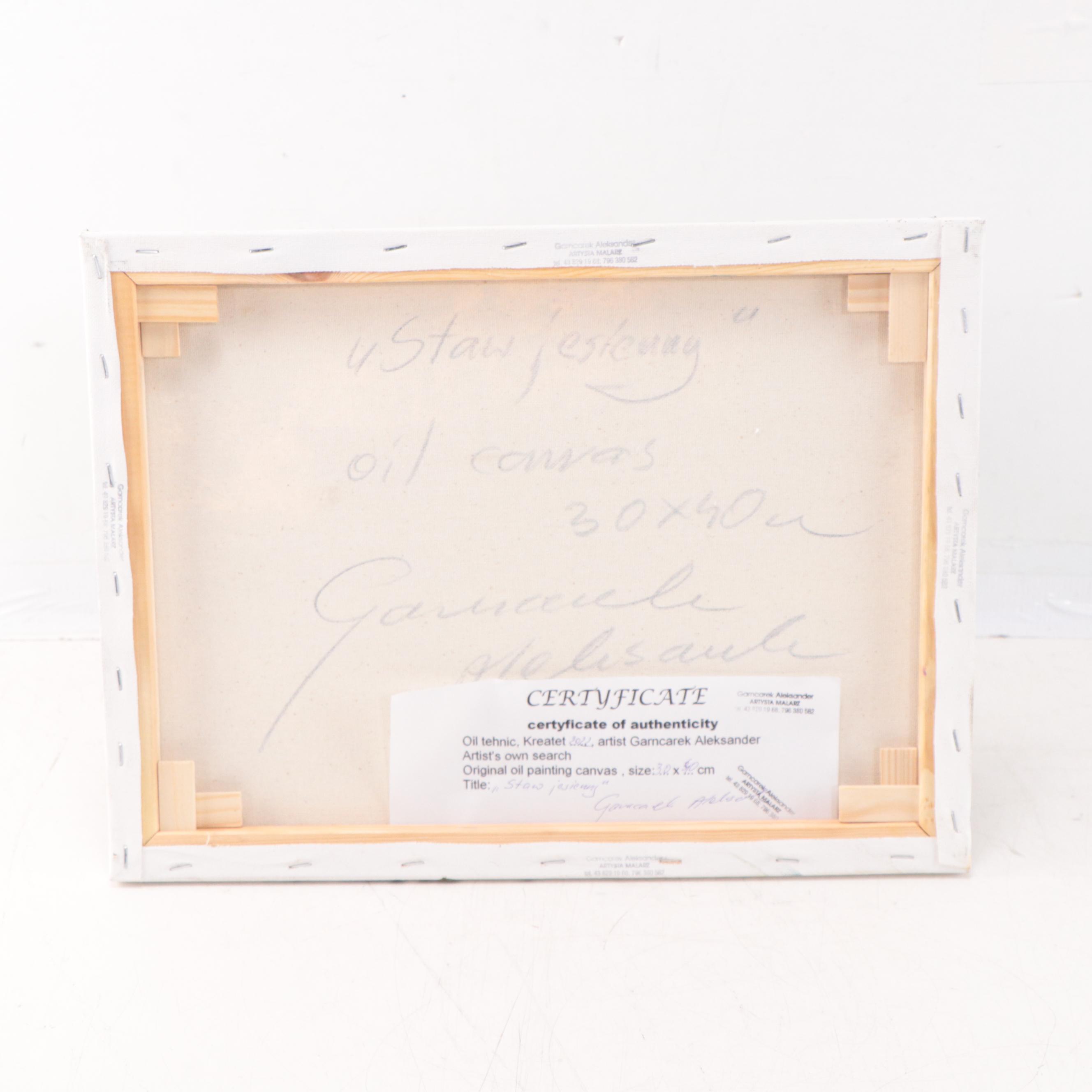 Garncarek Aleksander Landscape Oil Painting "Staw Jesienny," 2022