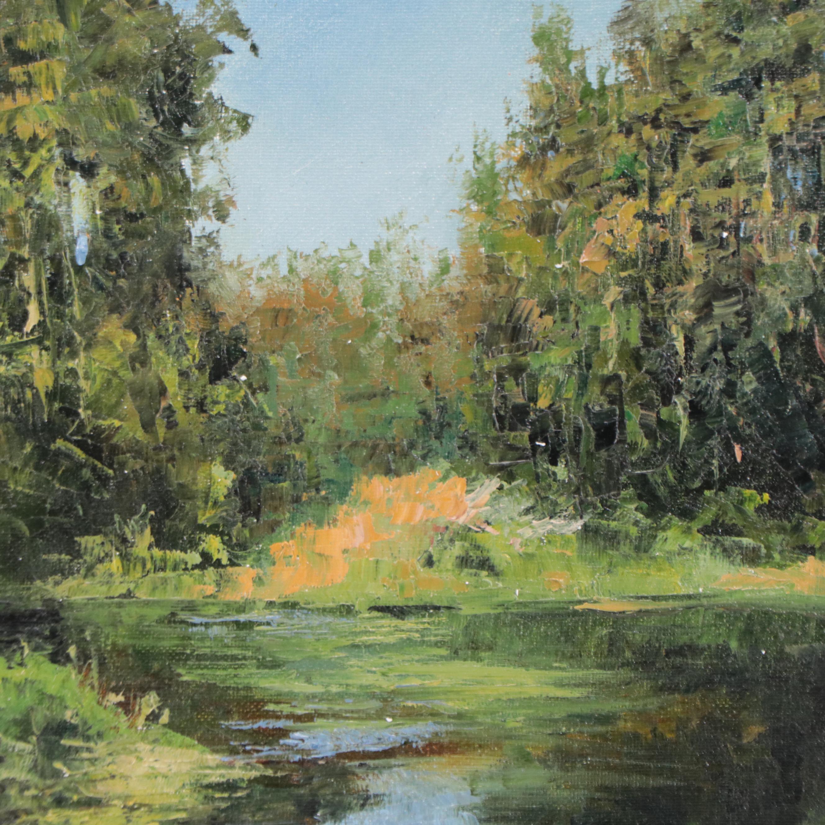 Garncarek Aleksander Oil Painting "Rzeka w Lesie," 2022