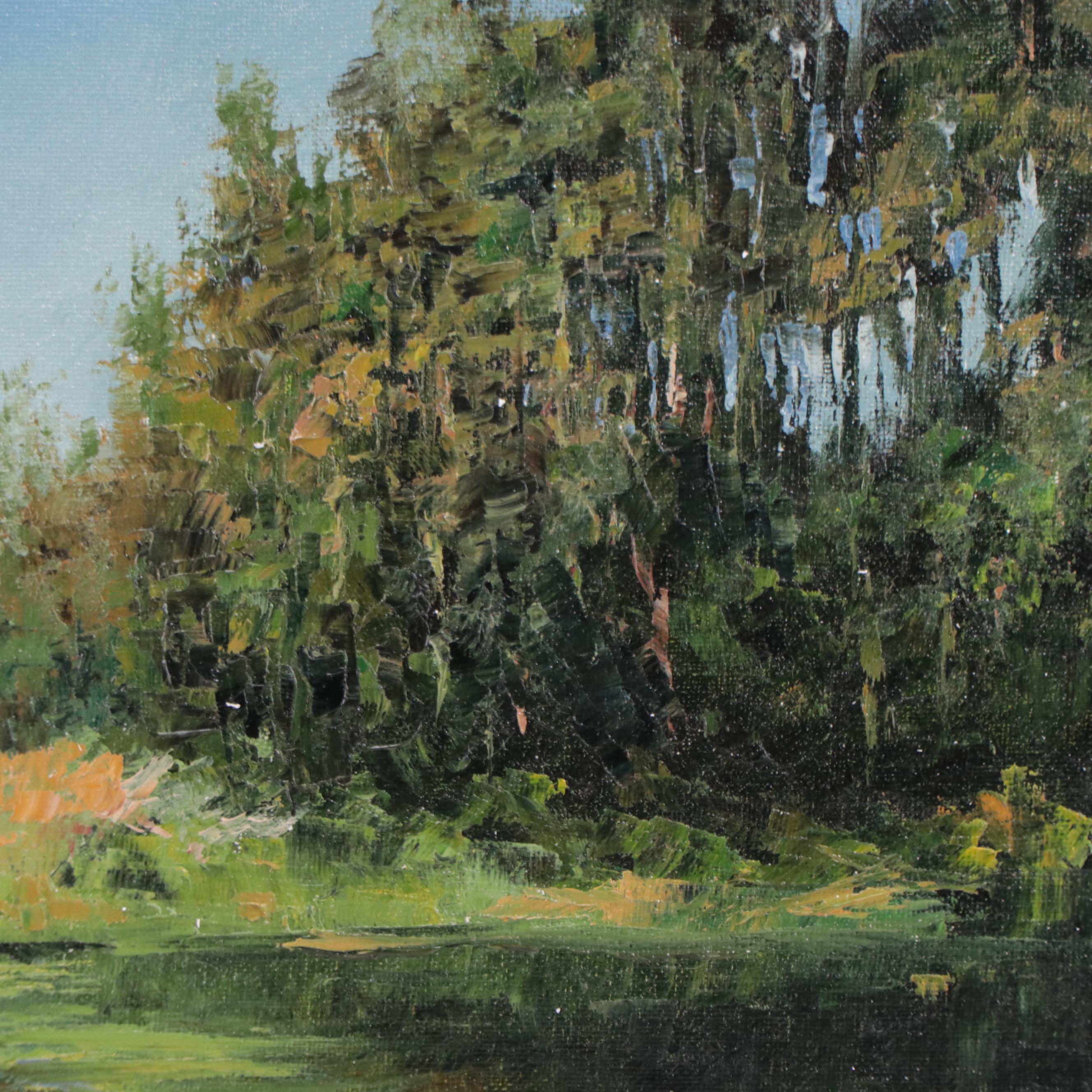 Garncarek Aleksander Oil Painting "Rzeka w Lesie," 2022