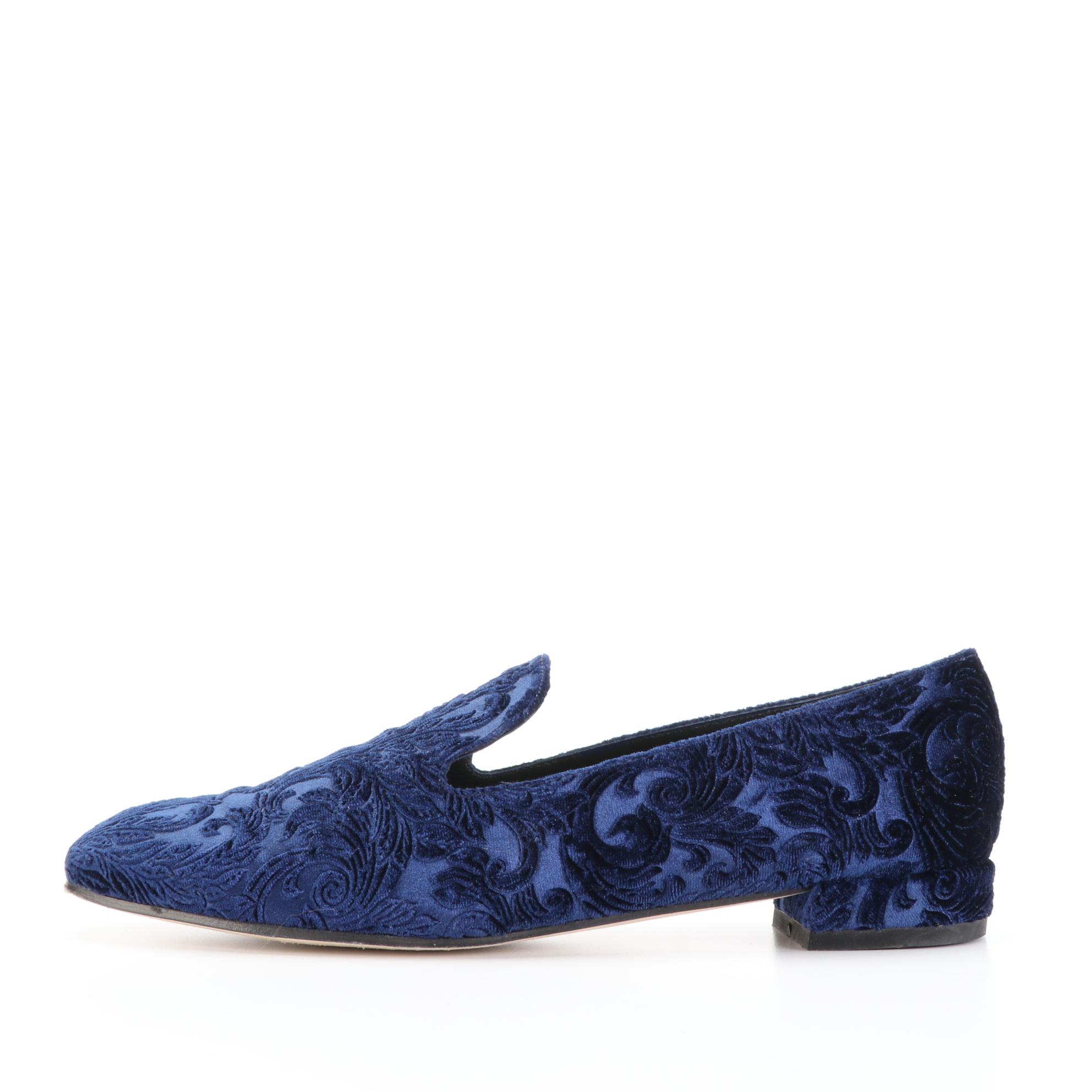 Stuart Weitzman Velvet Brocade, Leather, and Suede Loafers