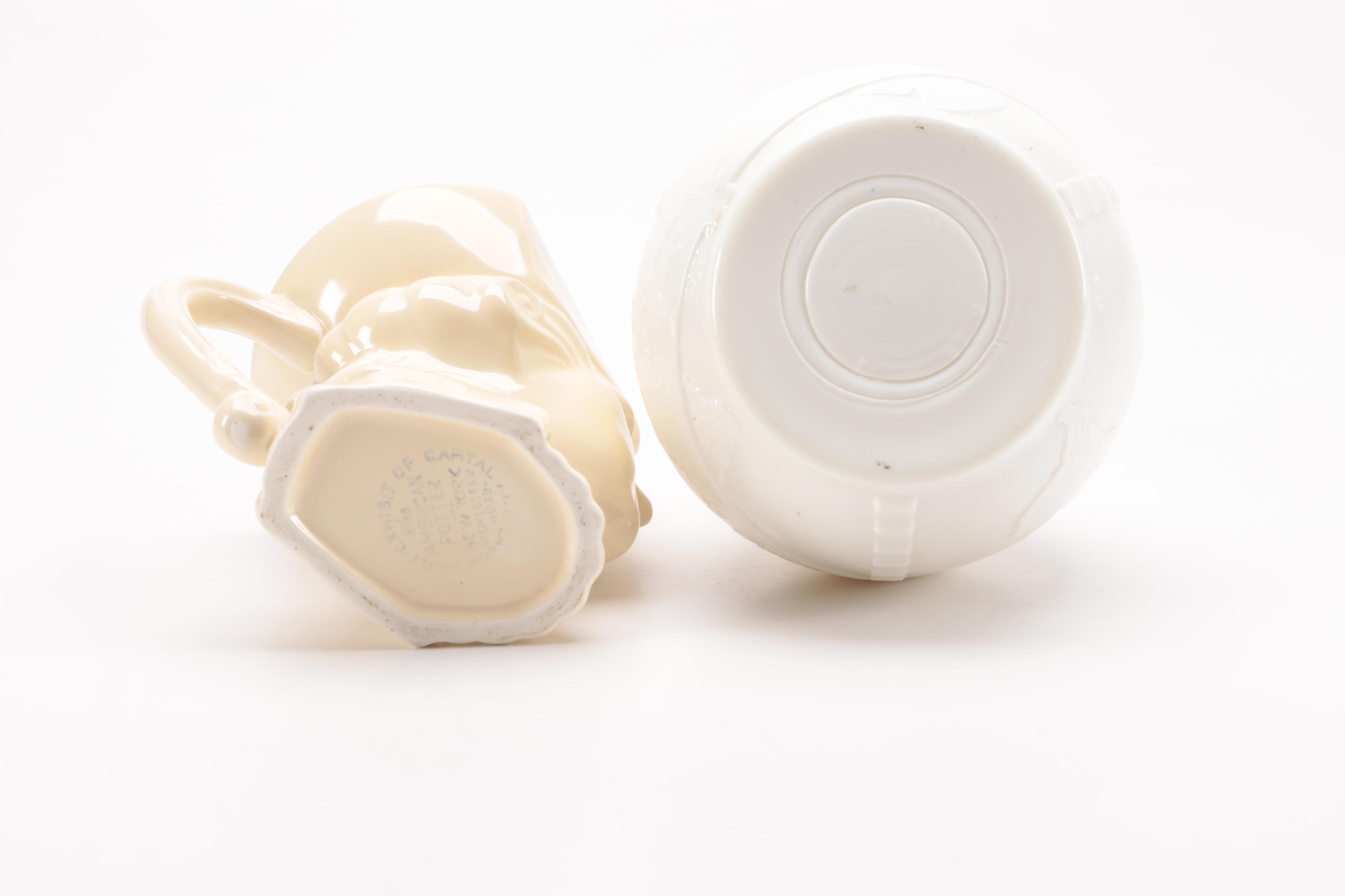 Anchor Hocking Uranium Glass World's Fair Bottle with Creamer and Banner